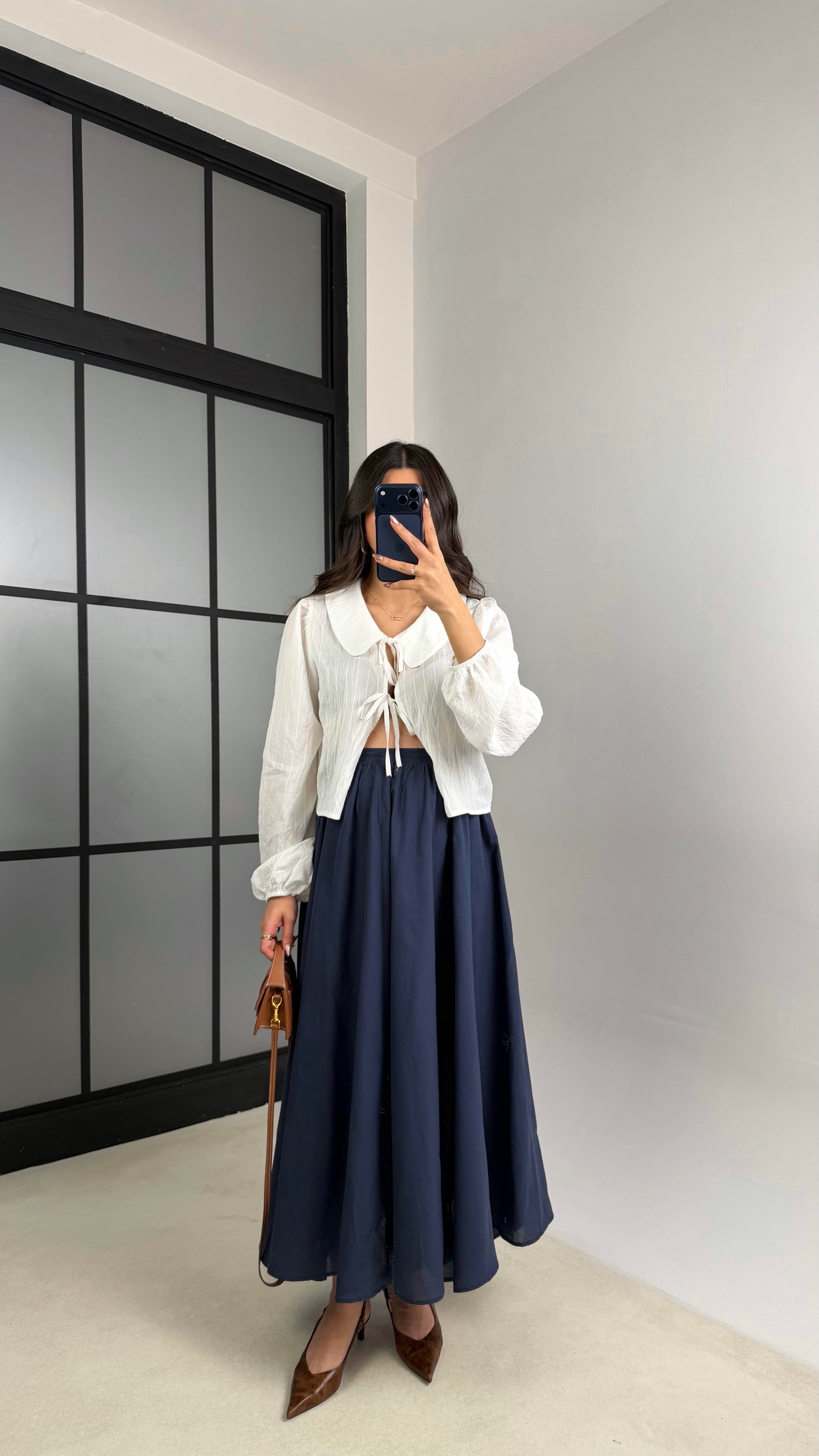 Lacivert Vual Astarlı Prenses Etek GAUS-01148GAUSETEKGAUS-01148