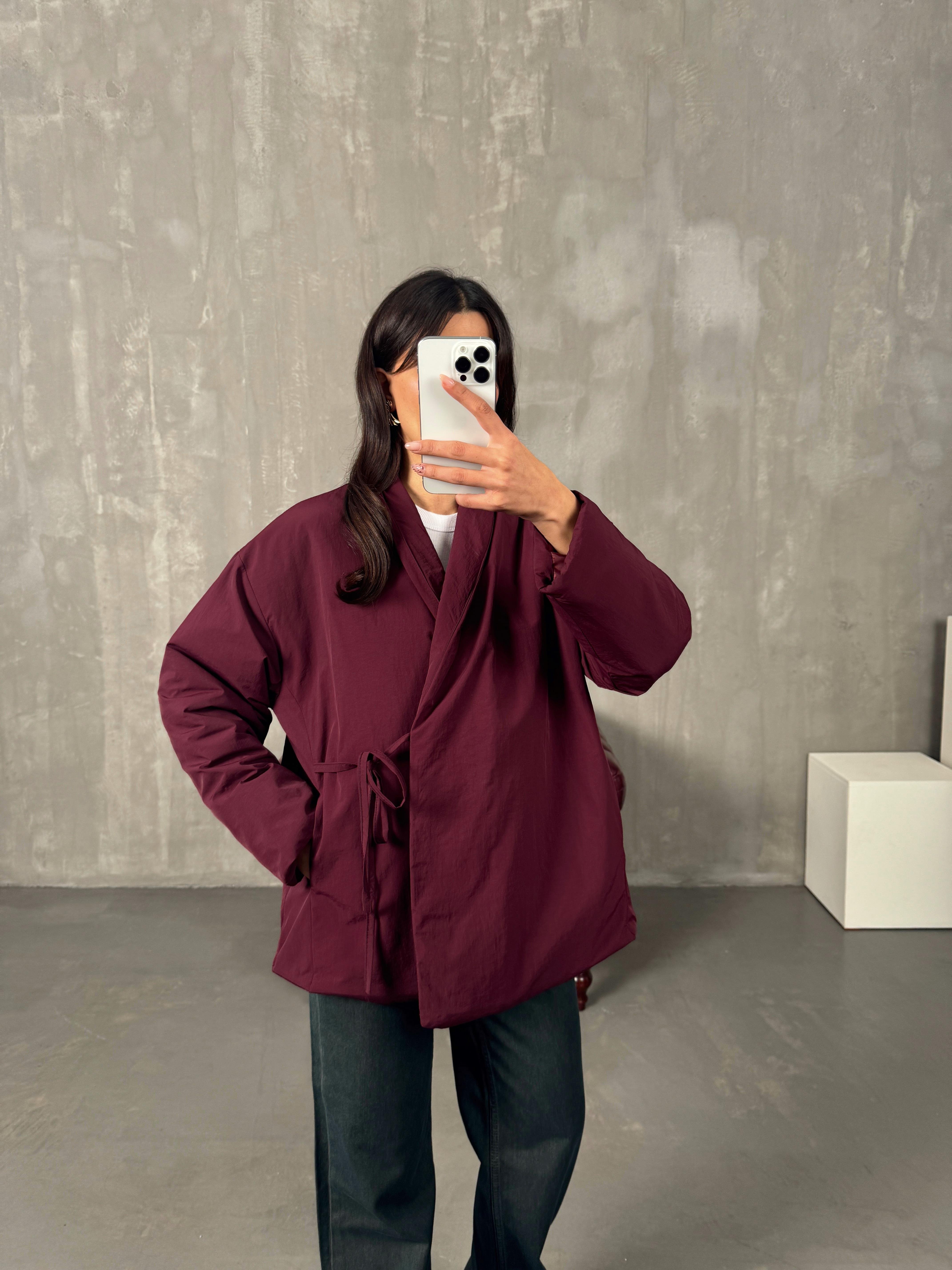 Gows ZR Model Bordo Önden Bağlamalı Mont