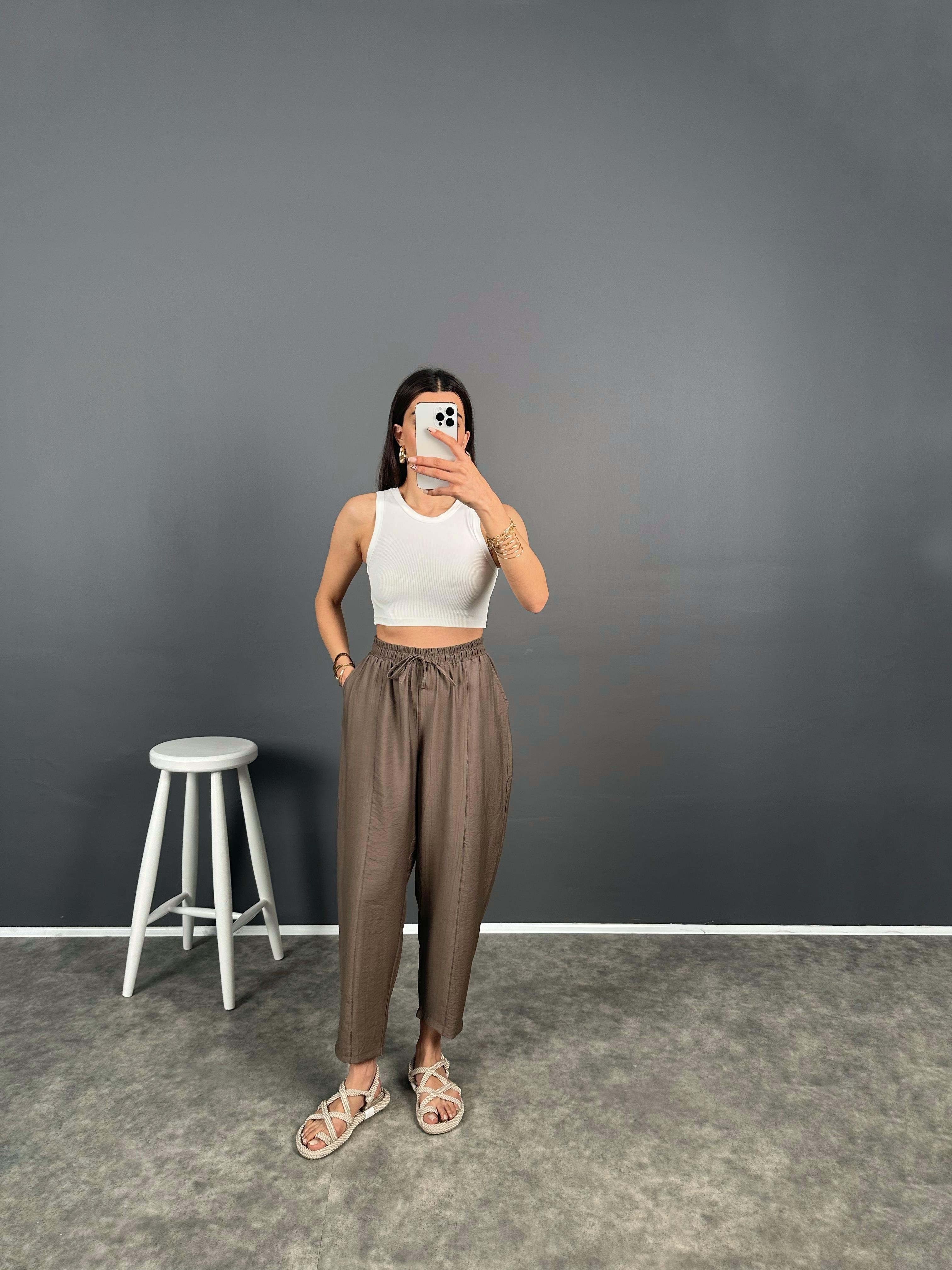 Dux Kahve Beli Lastikli Şalvar Pantolon GausPANTOLONGU008081