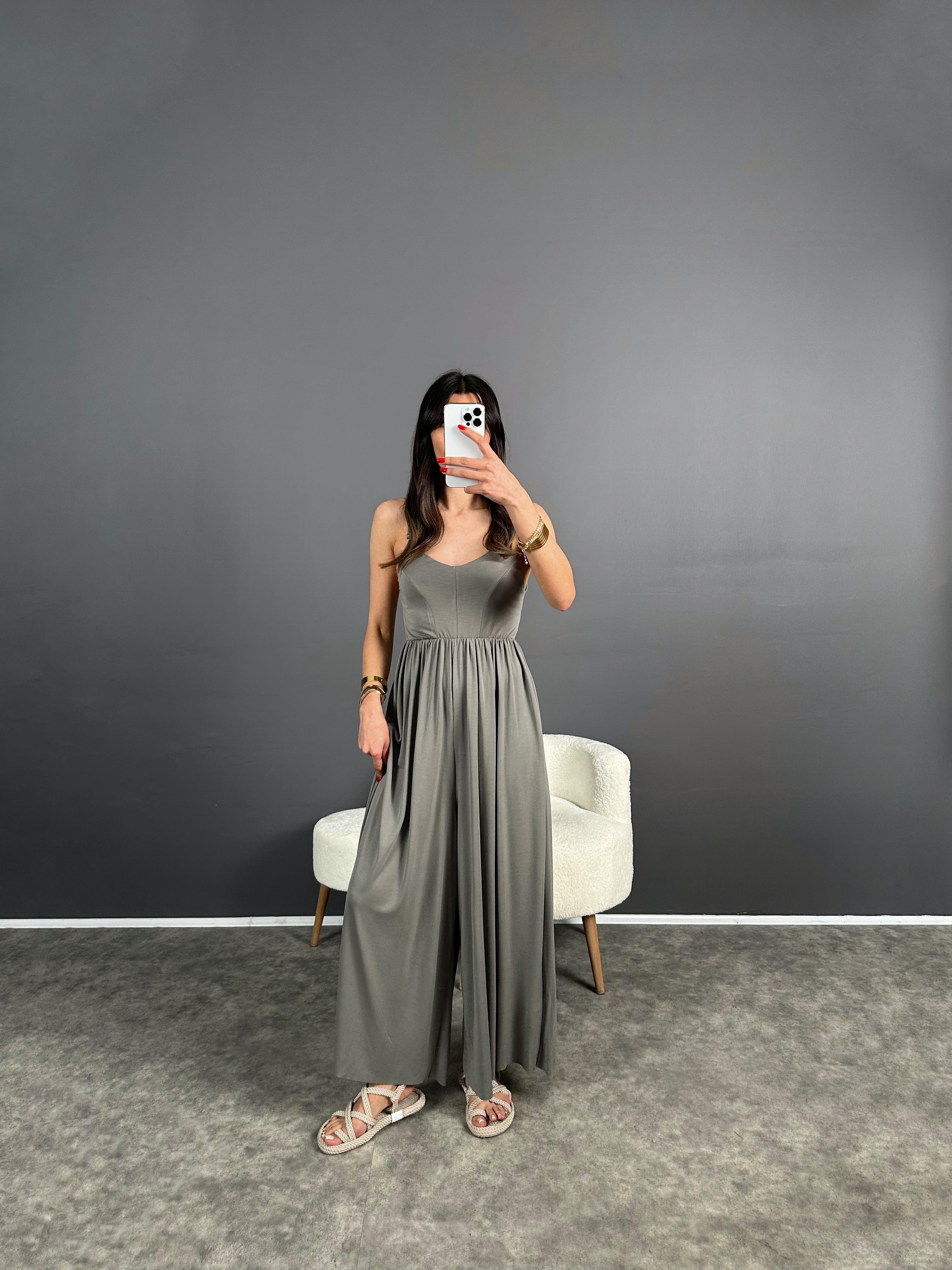 Valona Premium Gri Modal Kumaş TulumGausTULUMGU004769