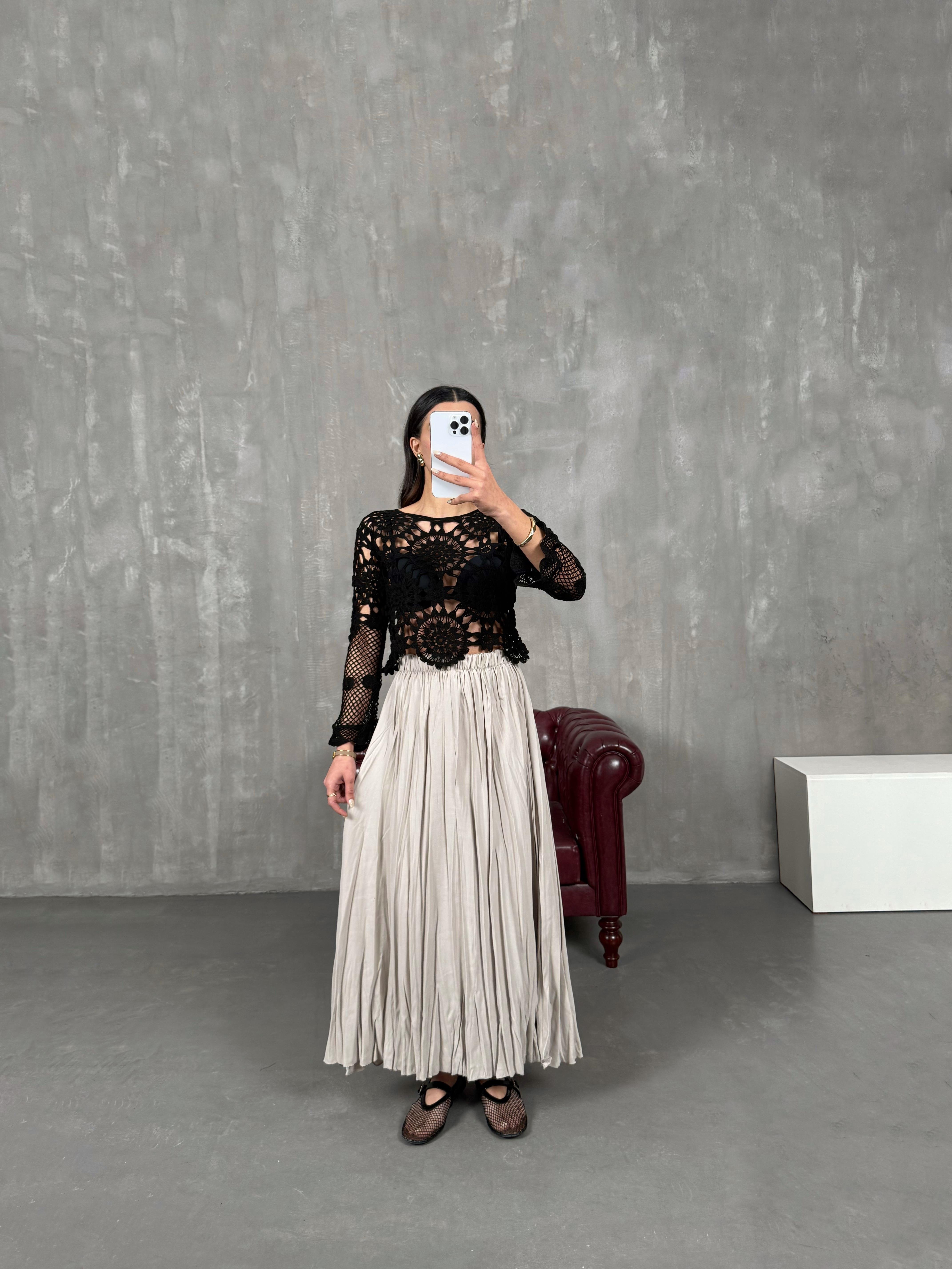 Penole Taş Kırışık Tensel Etek