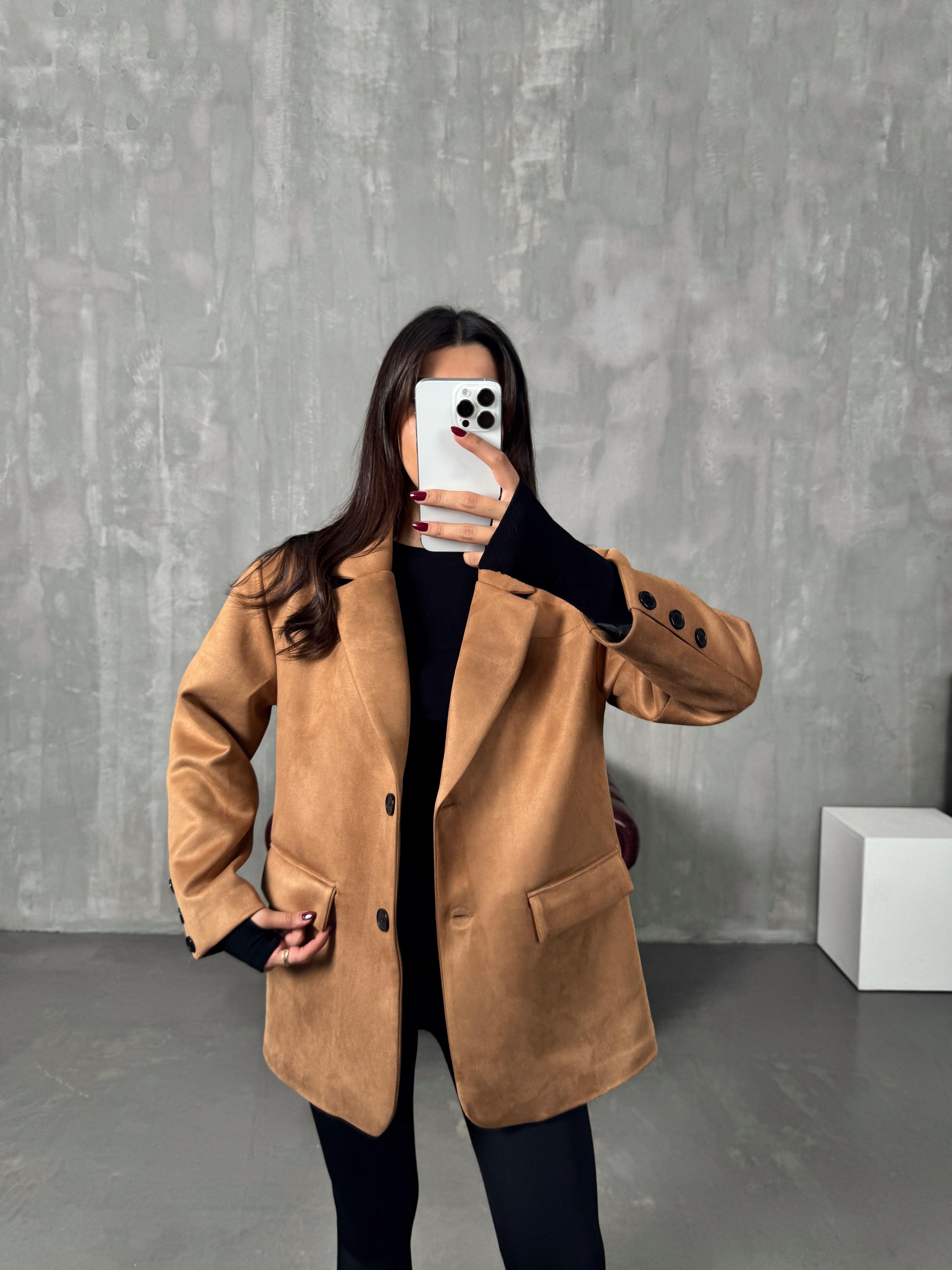 Berta Camel Astarlı Süet Ceket