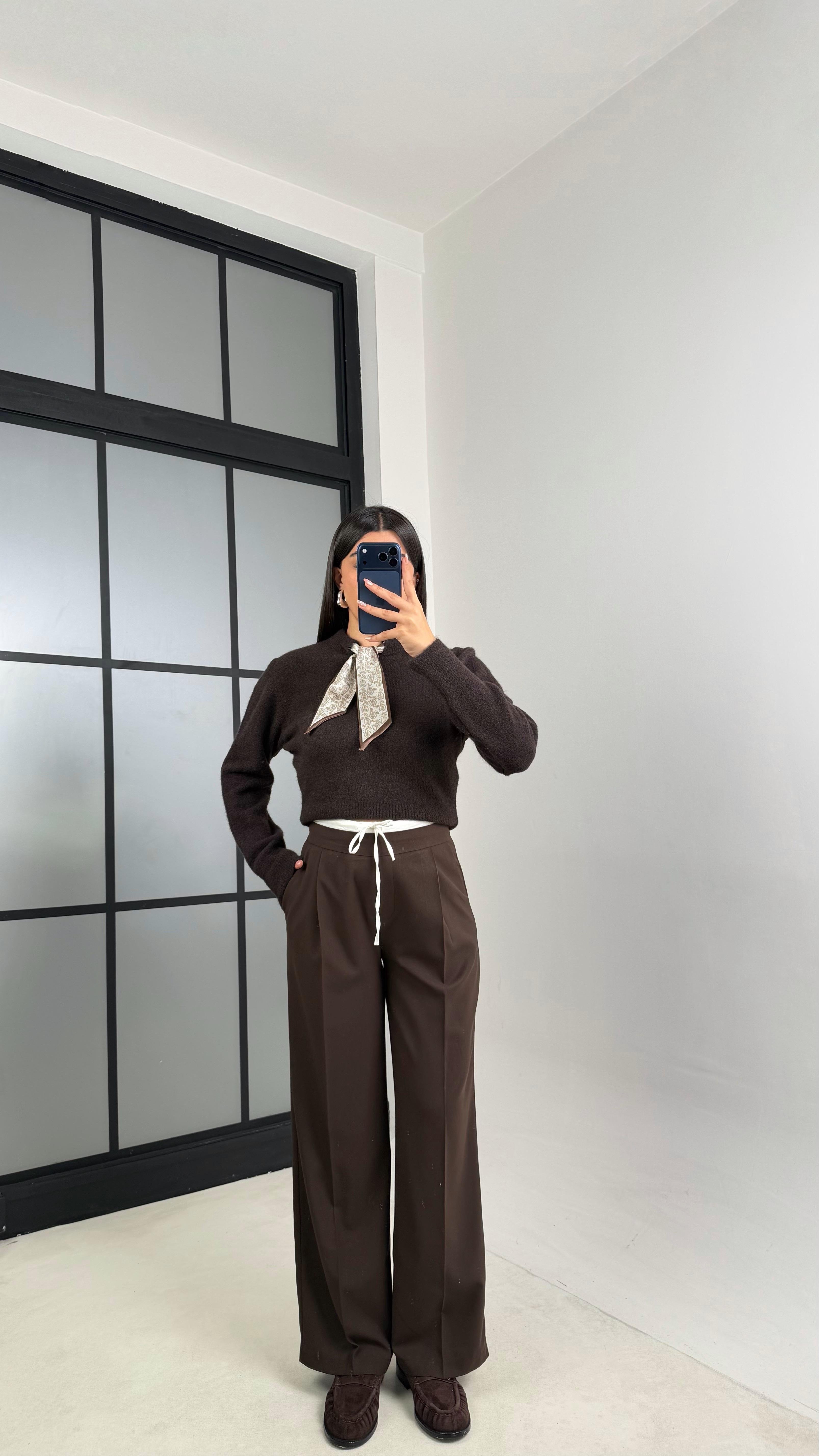 Acı Kahve Çift Bel Detaylı ZR Model Pantolon GAUS-00832GAUSPANTOLONGAUS-00832