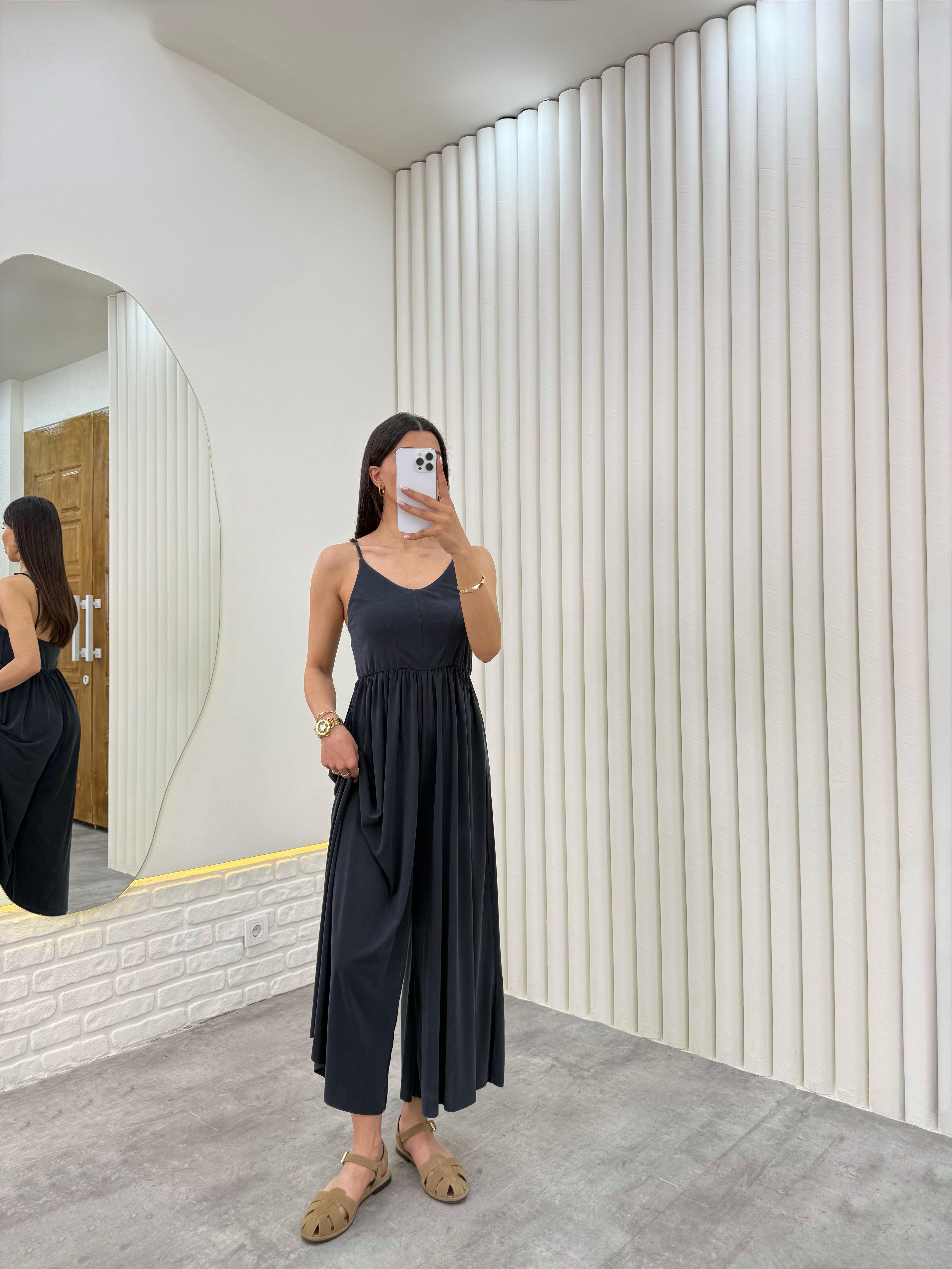 Antrasit Askısı Ayarlanabilir Modal Kumaş Tulum Gaus00331GausTULUMGU1001769