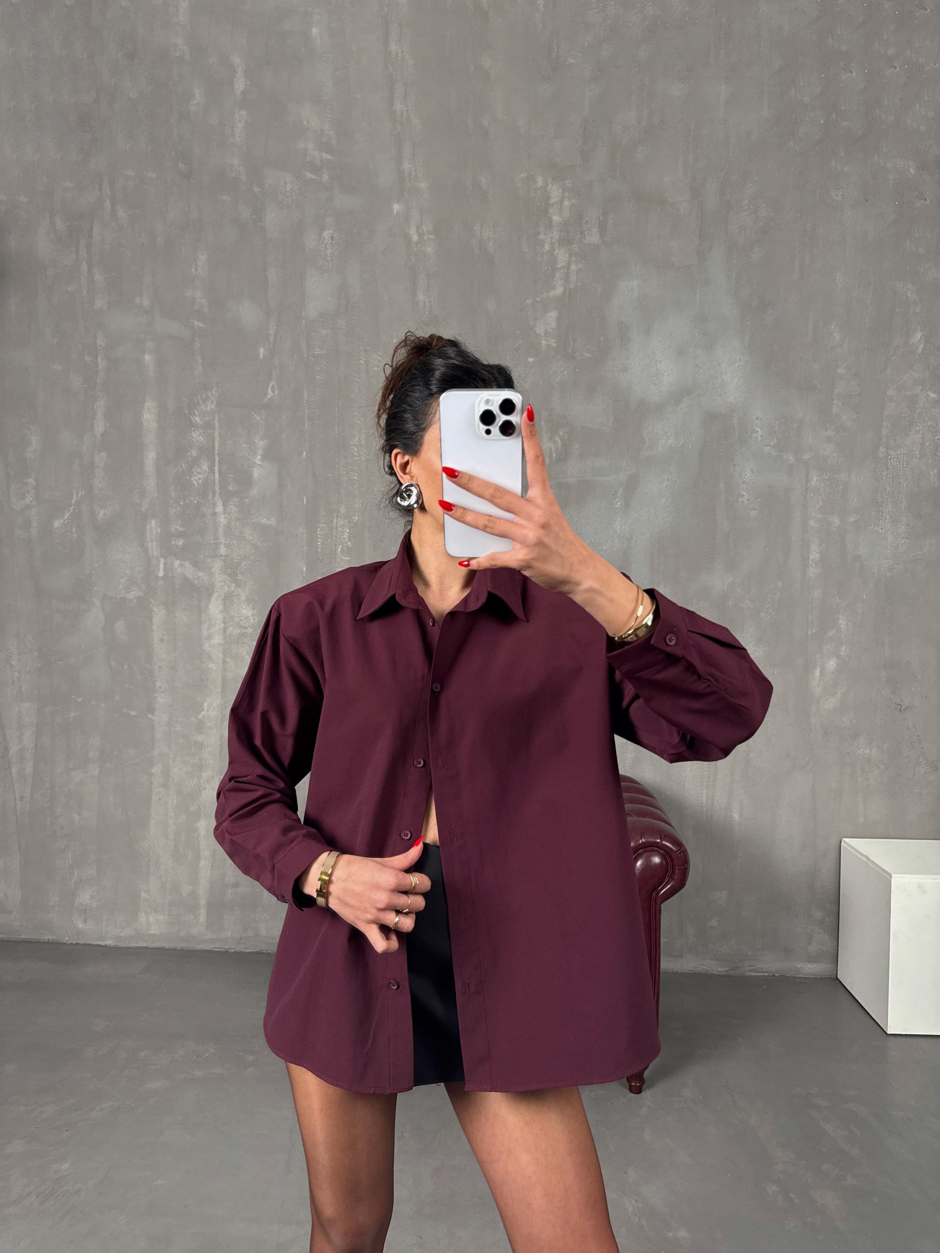 زولير قميص بوردو بأكتاف مبطّنة