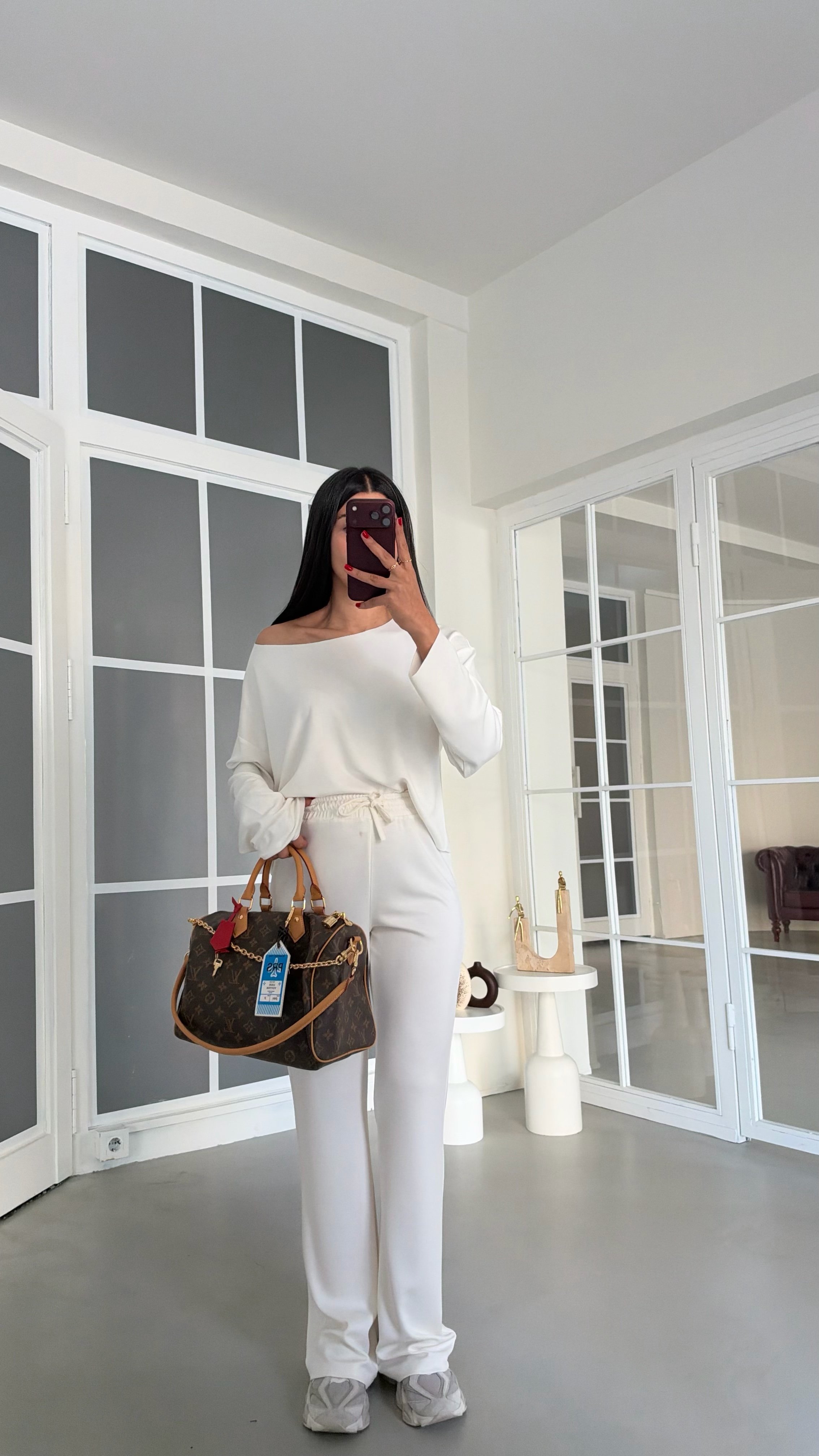 Ekru Kayık Yaka Bluz Beli Lastikli Pantolon İkili Modal Takım GAUS-02168GAUSTAKIMGAUS-02168
