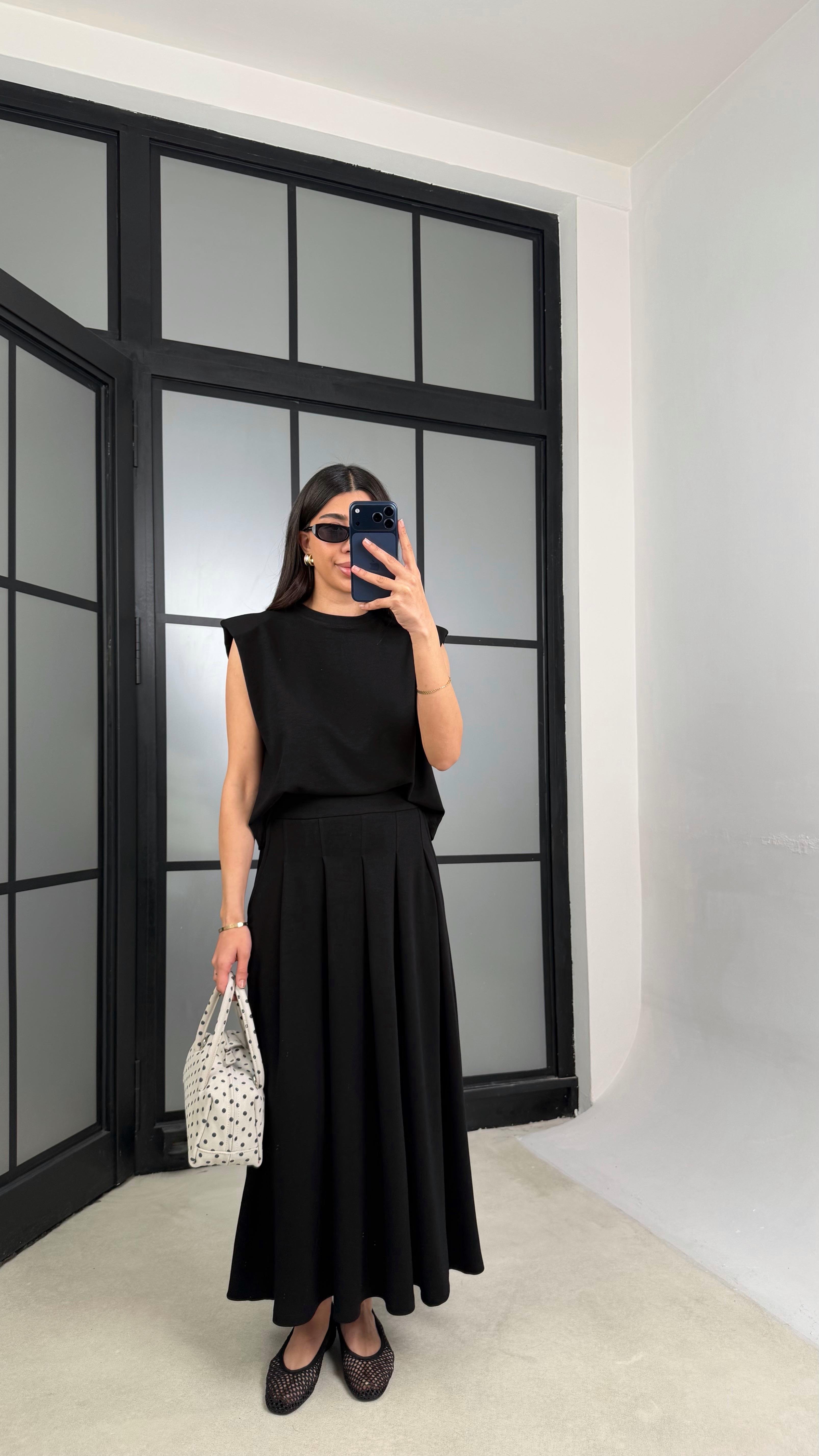 Siyah Vatkalı Bluz Cepli Etek İkili Modal Takım GAUS-01311GAUSSuitsGAUS-01311