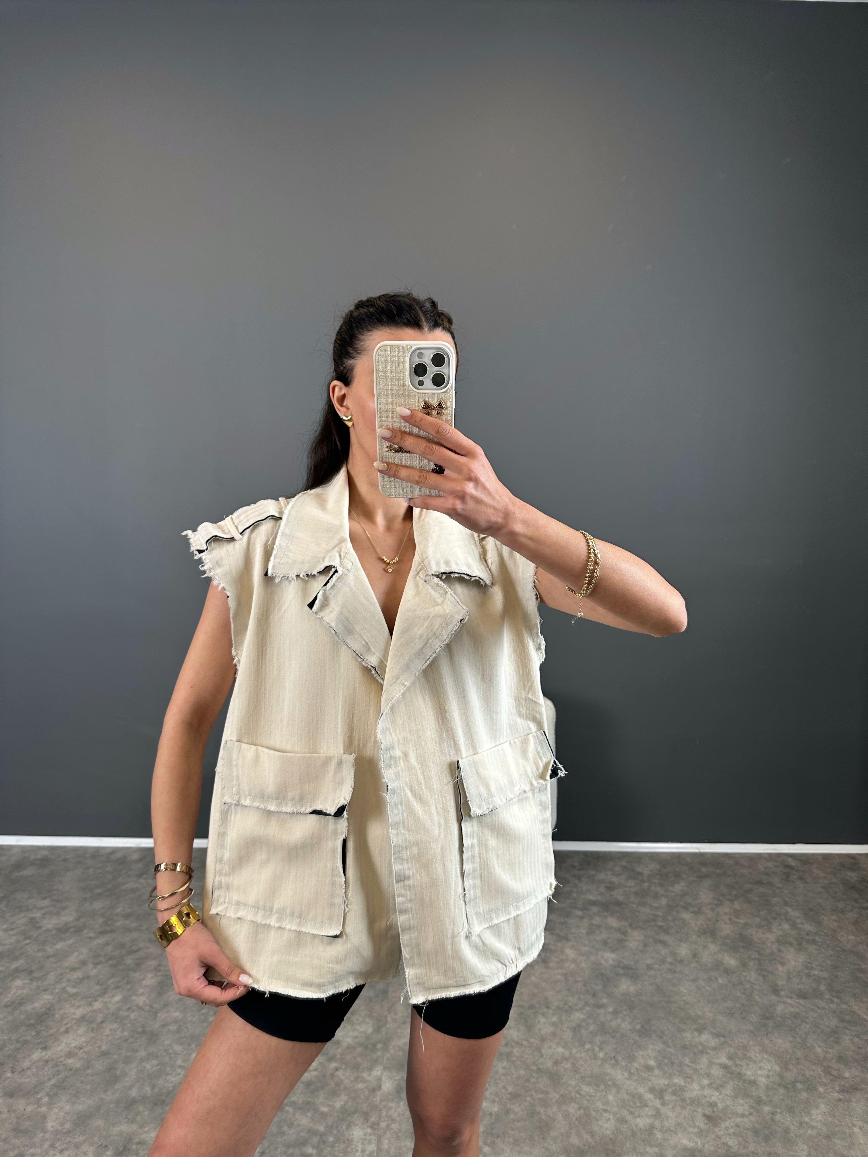 Gabardin Cepli Oversize Yelek GausYELEKGU004459