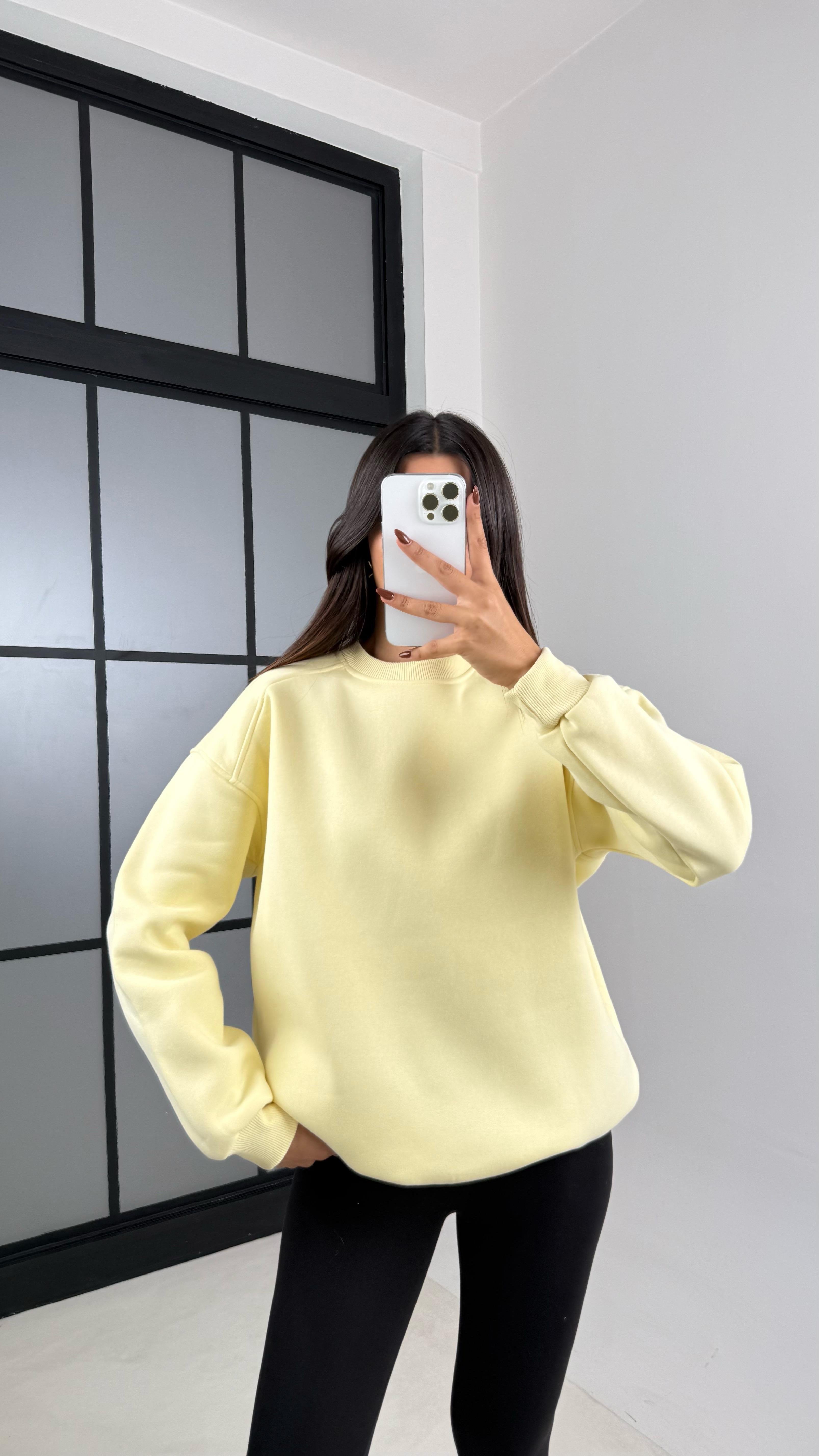 Sarı Şardonlu Basic Sweatshirt GAUS-00219GAUSالسويت شيرت GAUS-00219