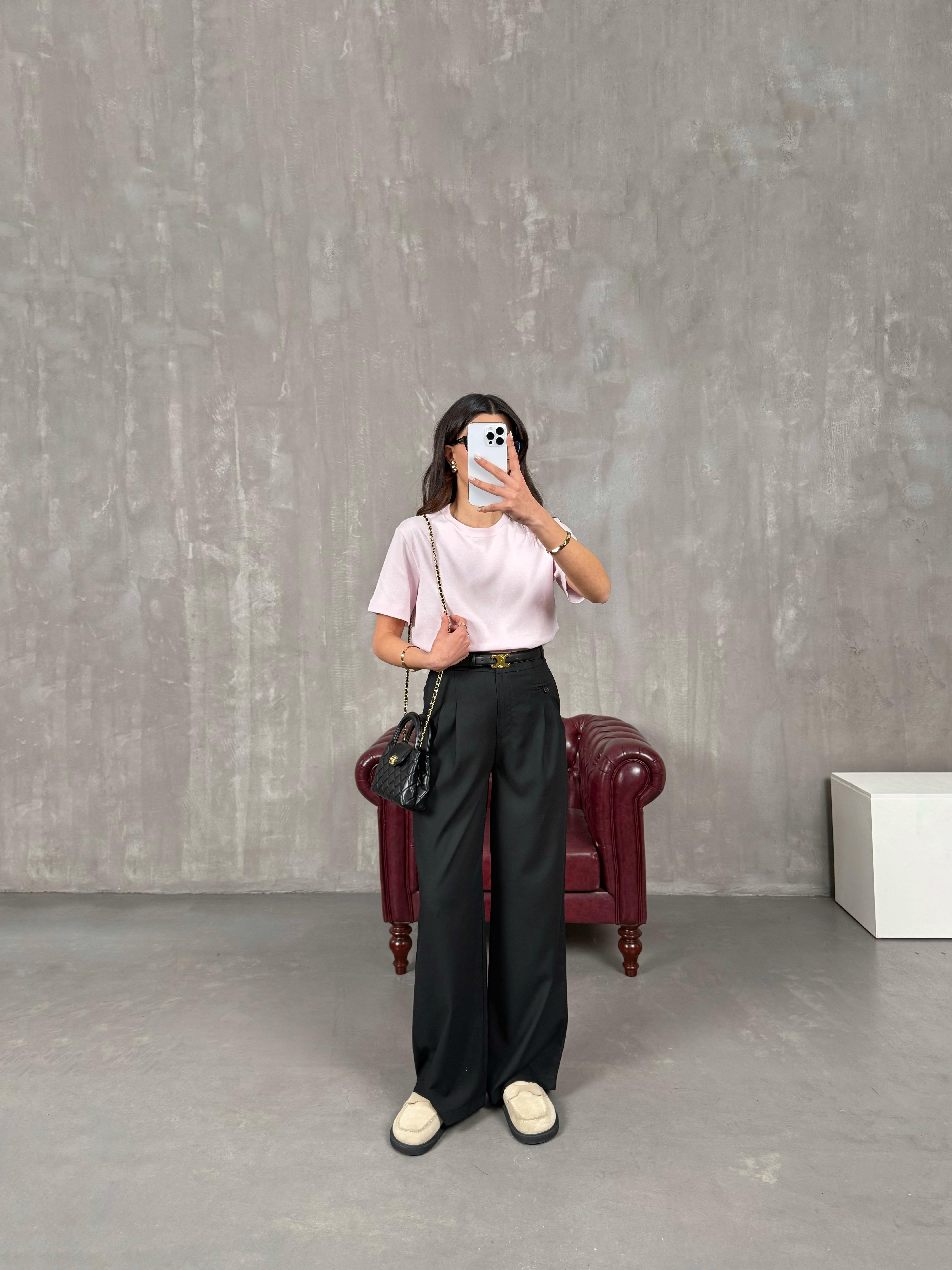 Rigal Siyah Ön Düğme Detaylı Kumaş Pantolon