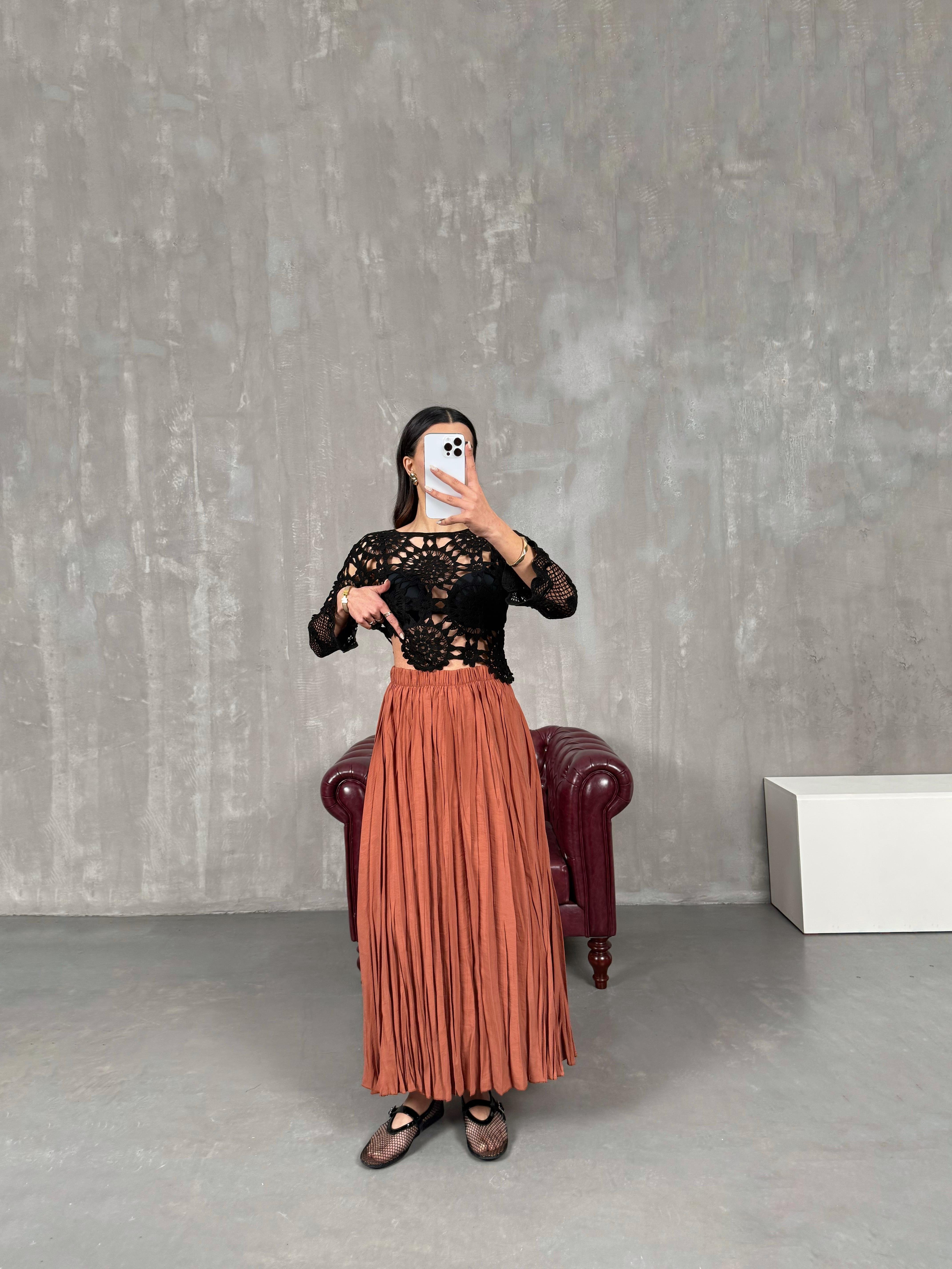 Penole Kiremit Kırışık Tensel Etek