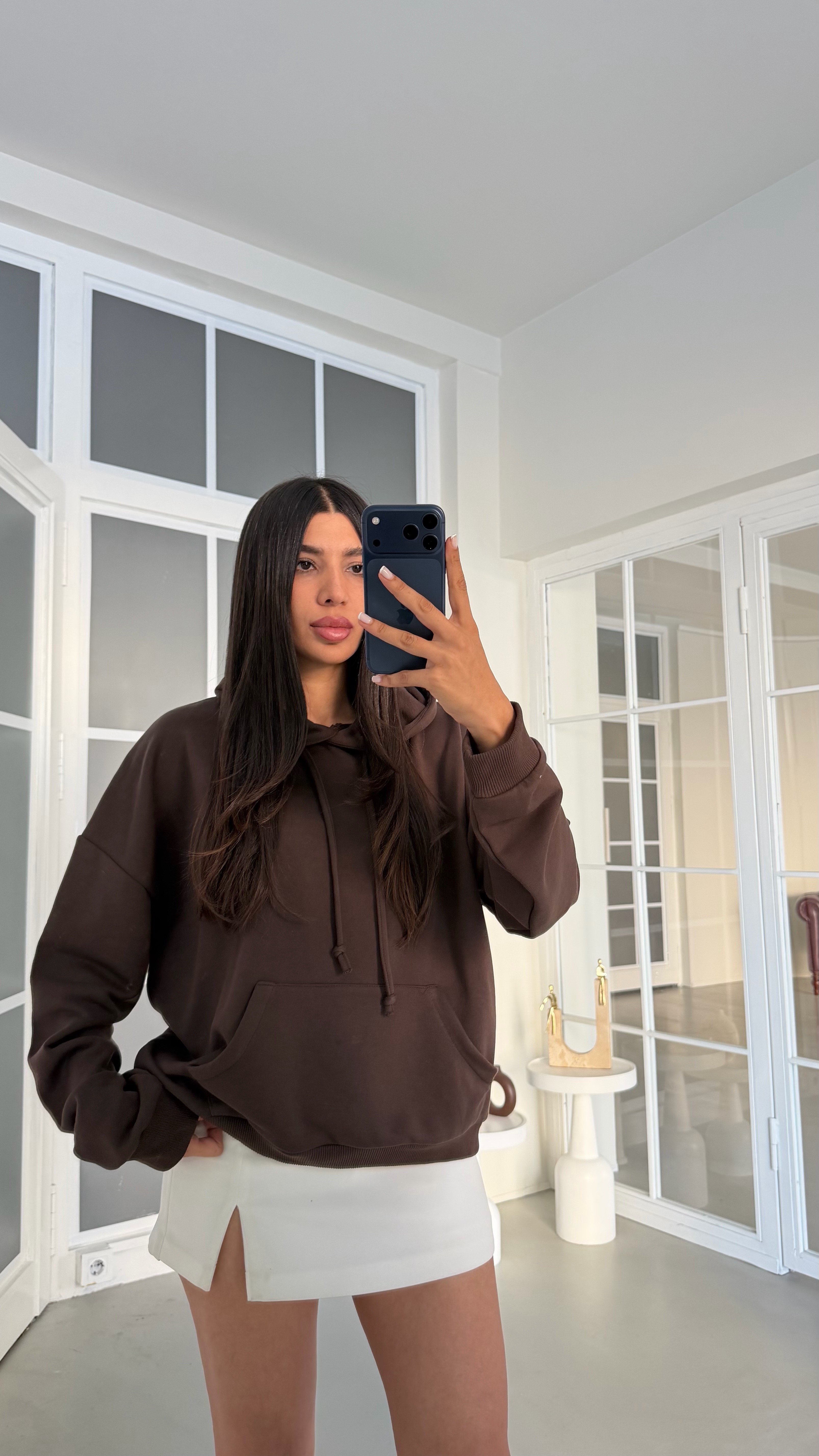 Kahve Kanat İşlemeli Kapüşonlu Sweatshirt GAUS-02052GAUSSweatshirtGAUS-02052