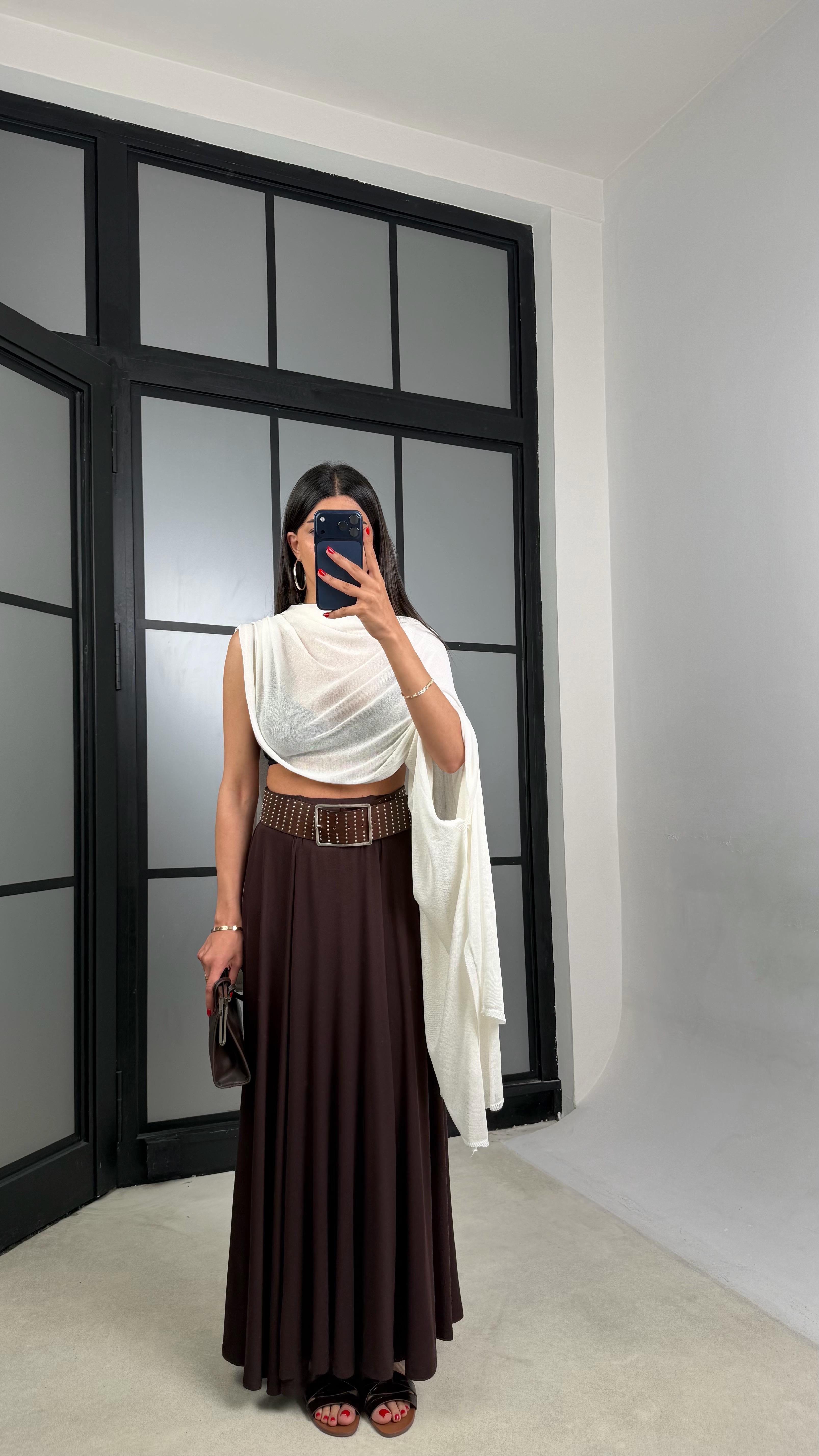 Acı Kahve Modal Kumaş Basic Etek GAUS-01559GAUSETEKGAUS-01559