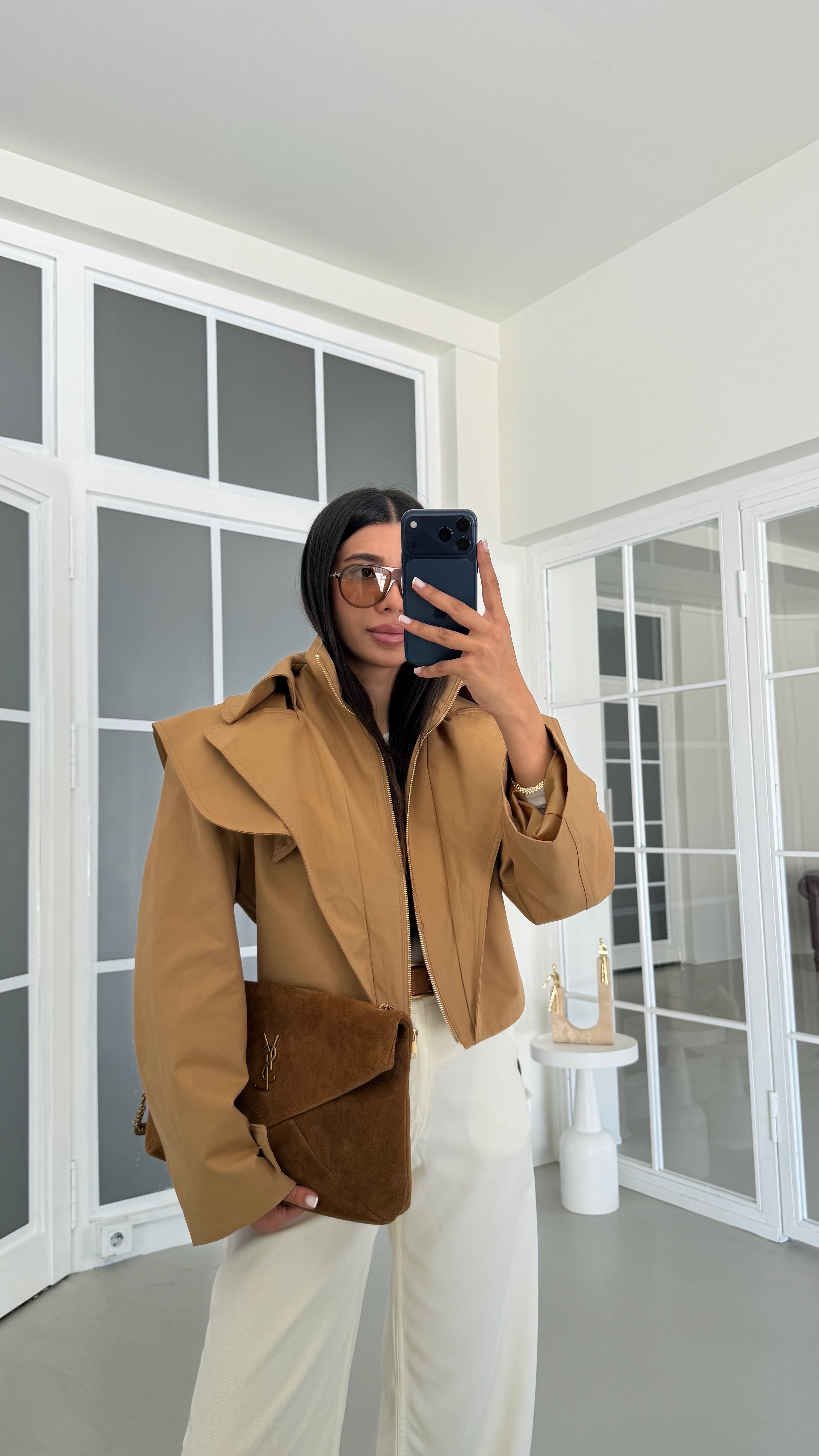 Camel Premium Pelerin Detaylı Astarlı Ceket GAUS-02045GAUSJacketsGAUS-02045