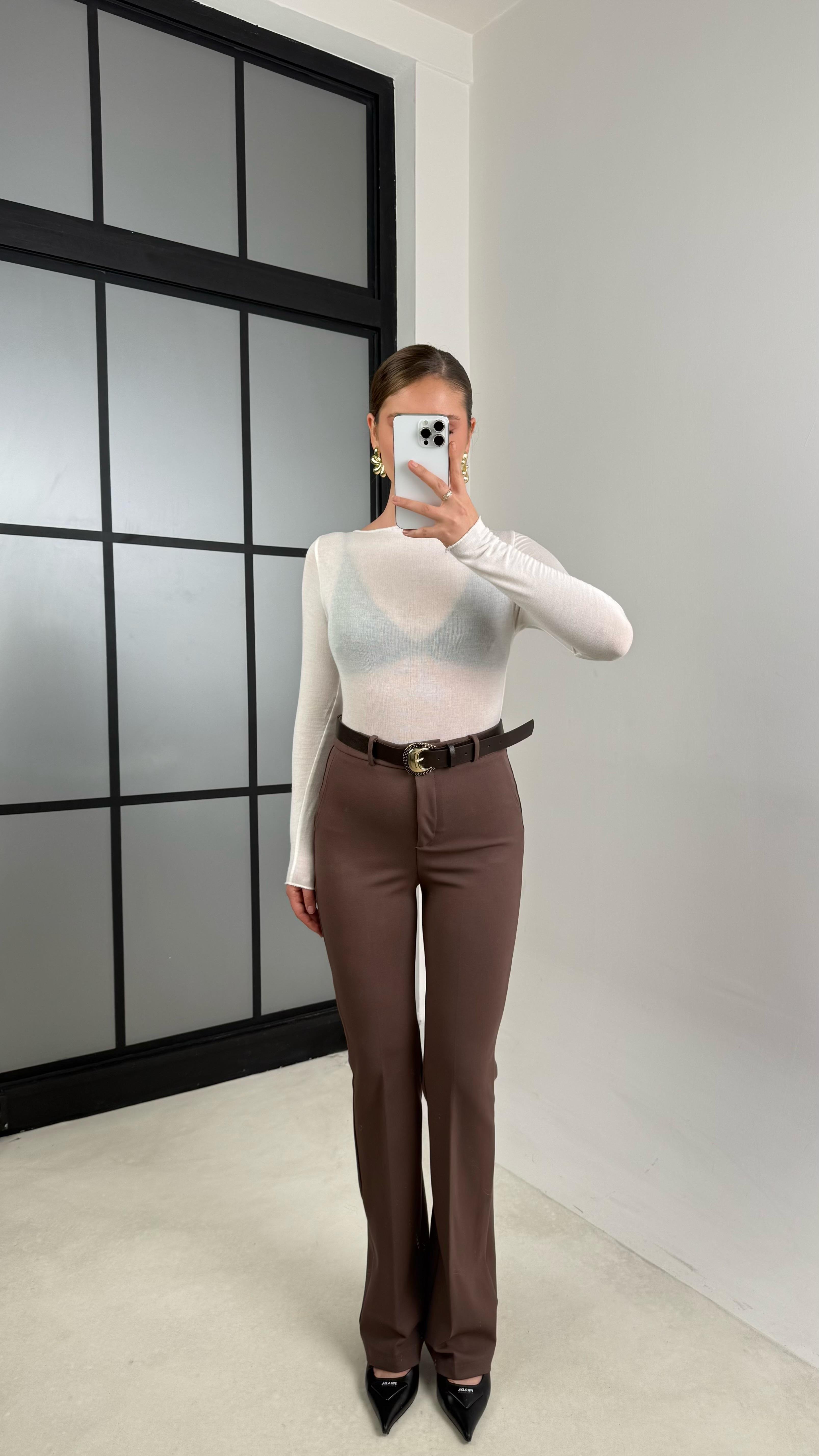 Kahve Kemerli Çelik Pantolon GAUS-00706GAUSPANTOLONGAUS-00706