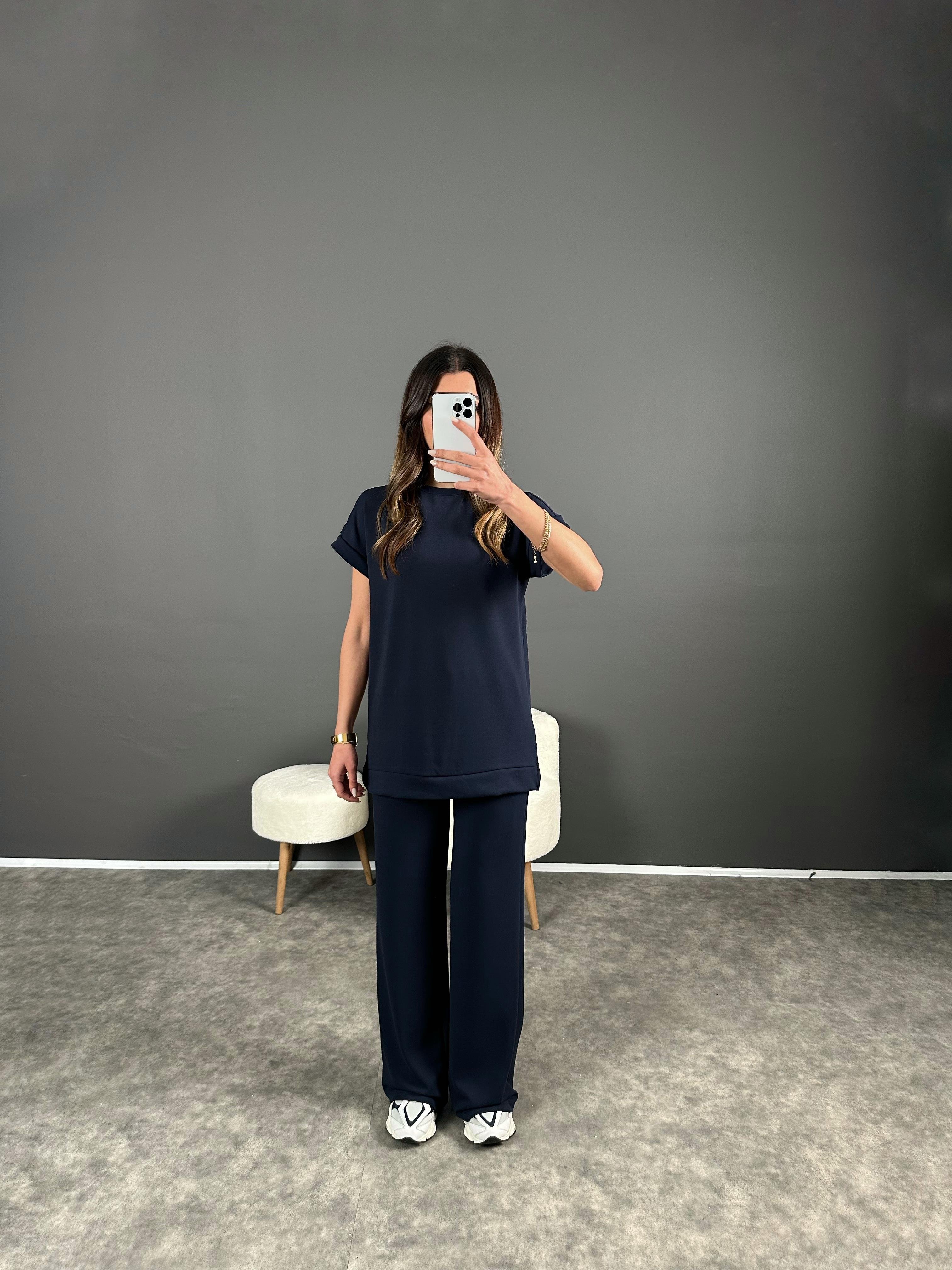 Ulya Lacivert  Premium Modal Kumaş İkili Takım