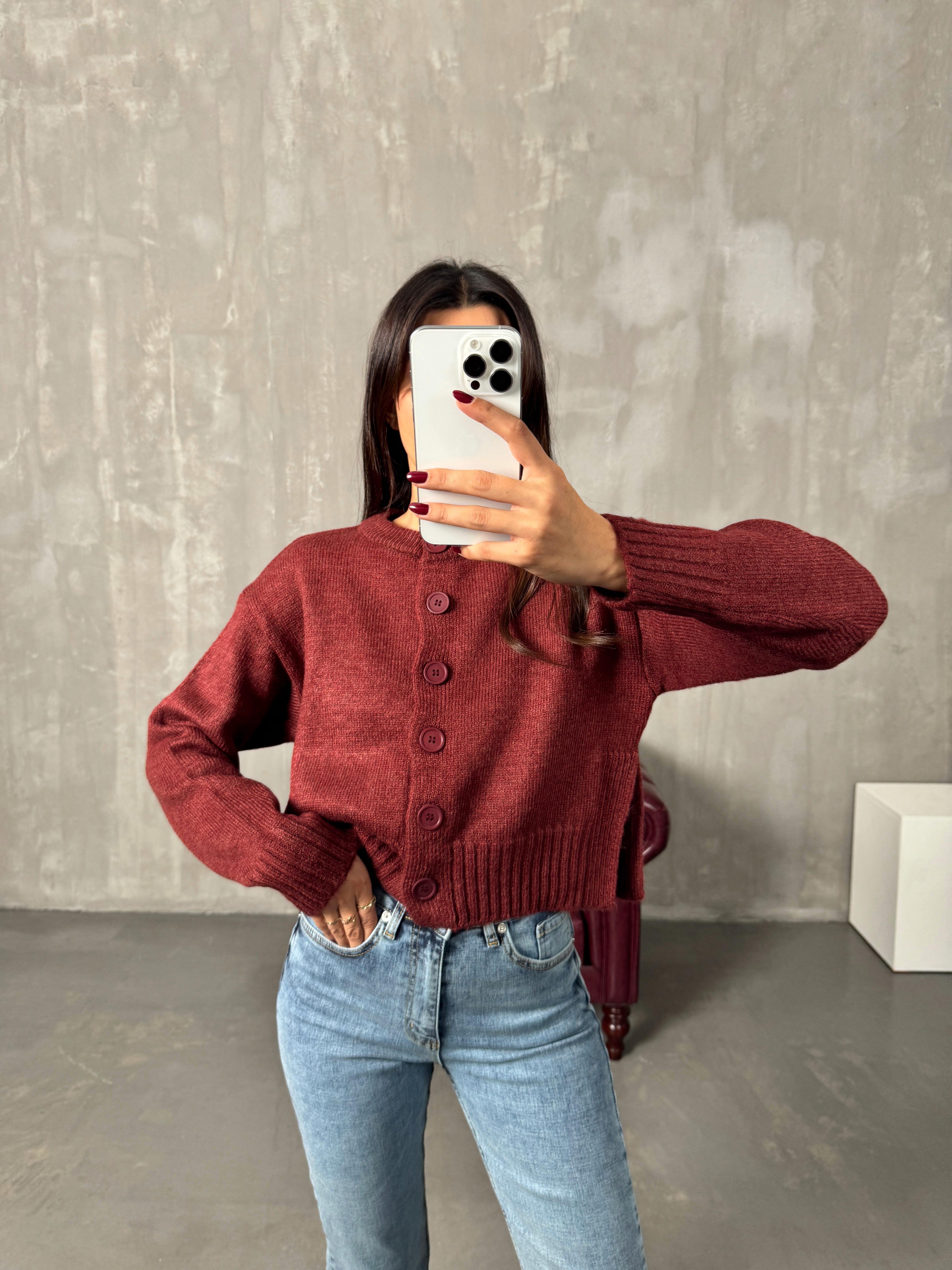 Mare Bordo Düğmeli HırkaGausHIRKAGU00903963