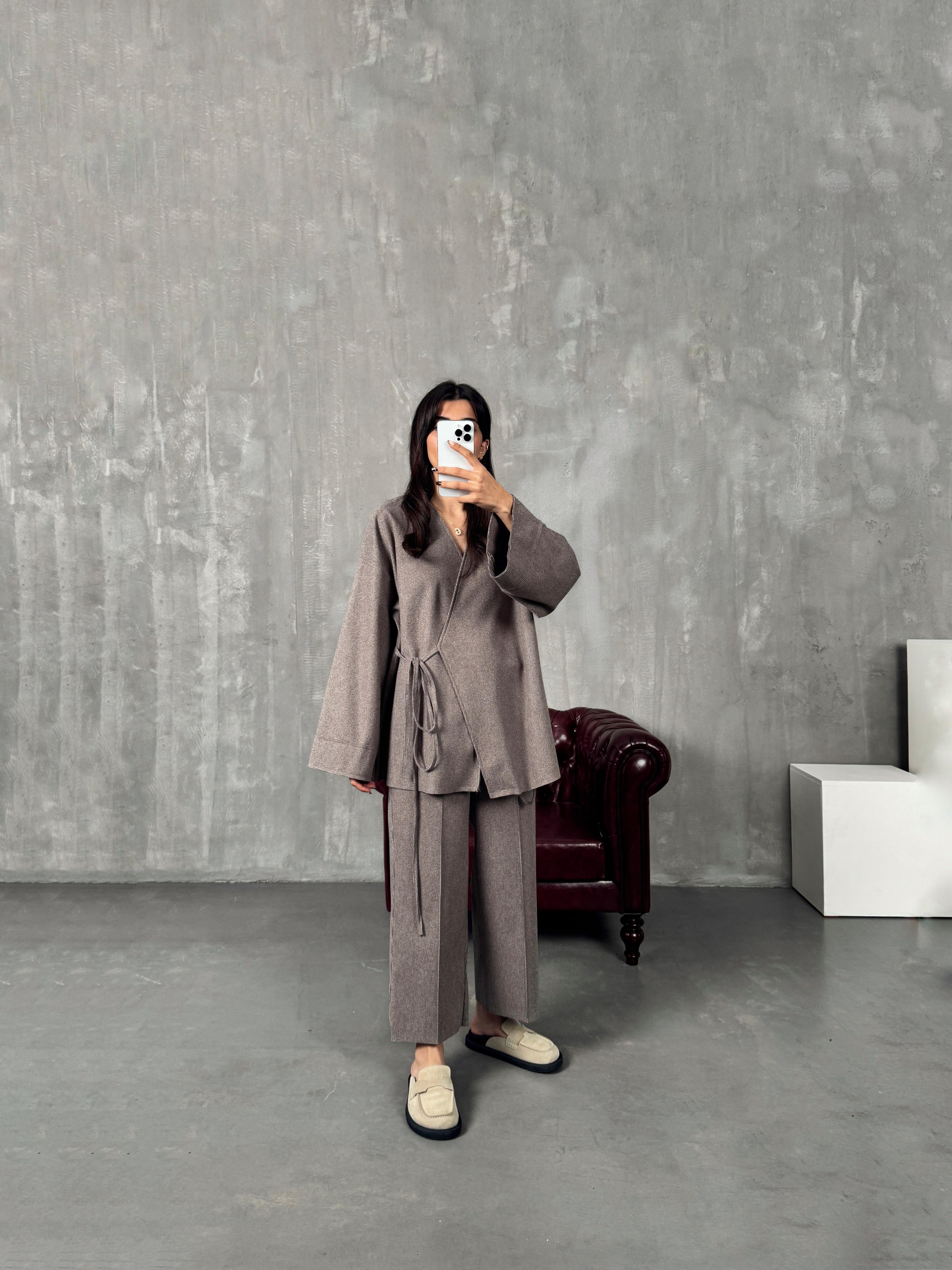 Drex Kahve Yumuşak Kaşe Kimono TakımGausTAKIMGU00903811