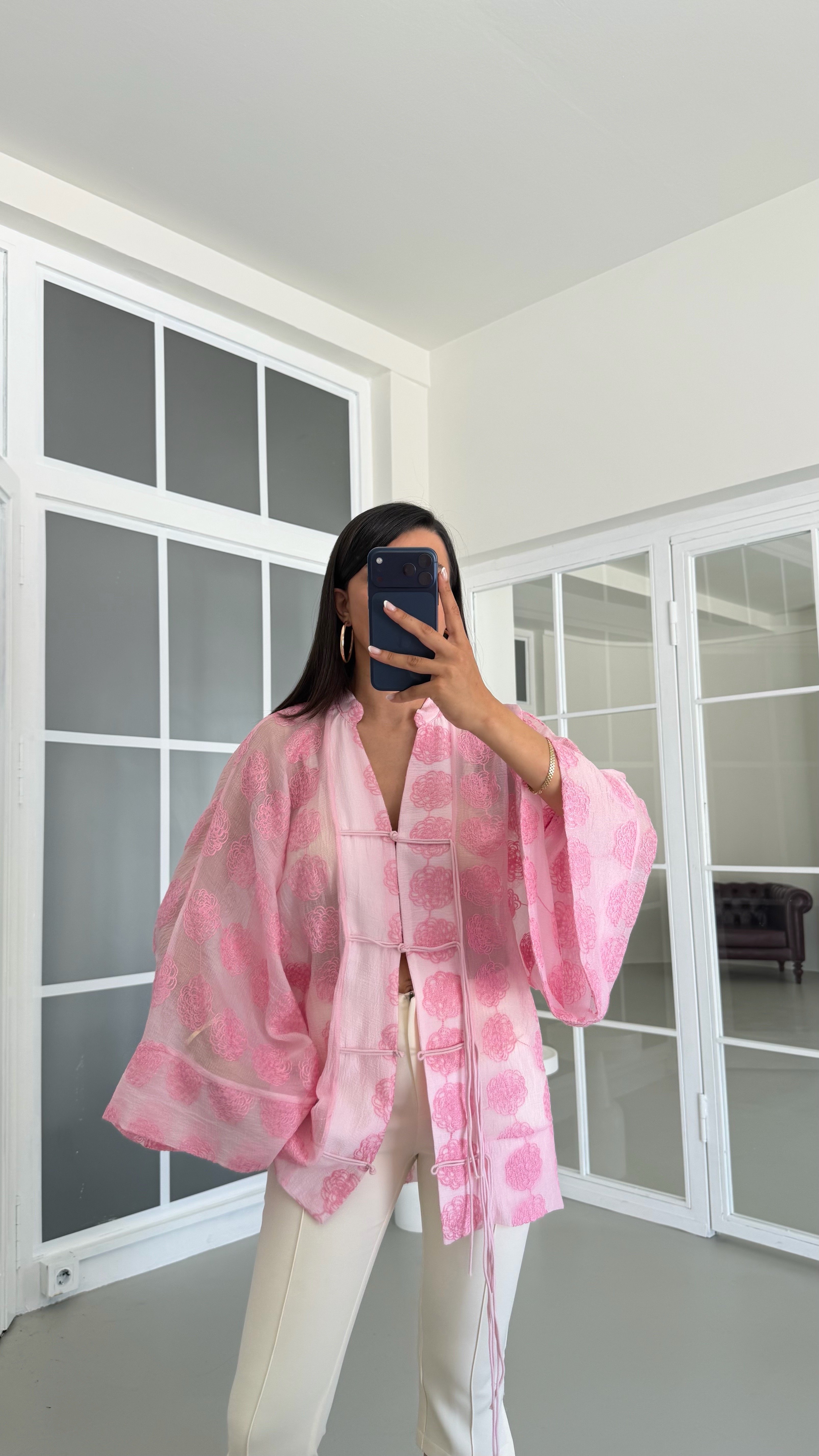 Pembe Çin Düğme Detaylı Premium Gömlek GAUS-01711GAUSGÖMLEKGAUS-01711