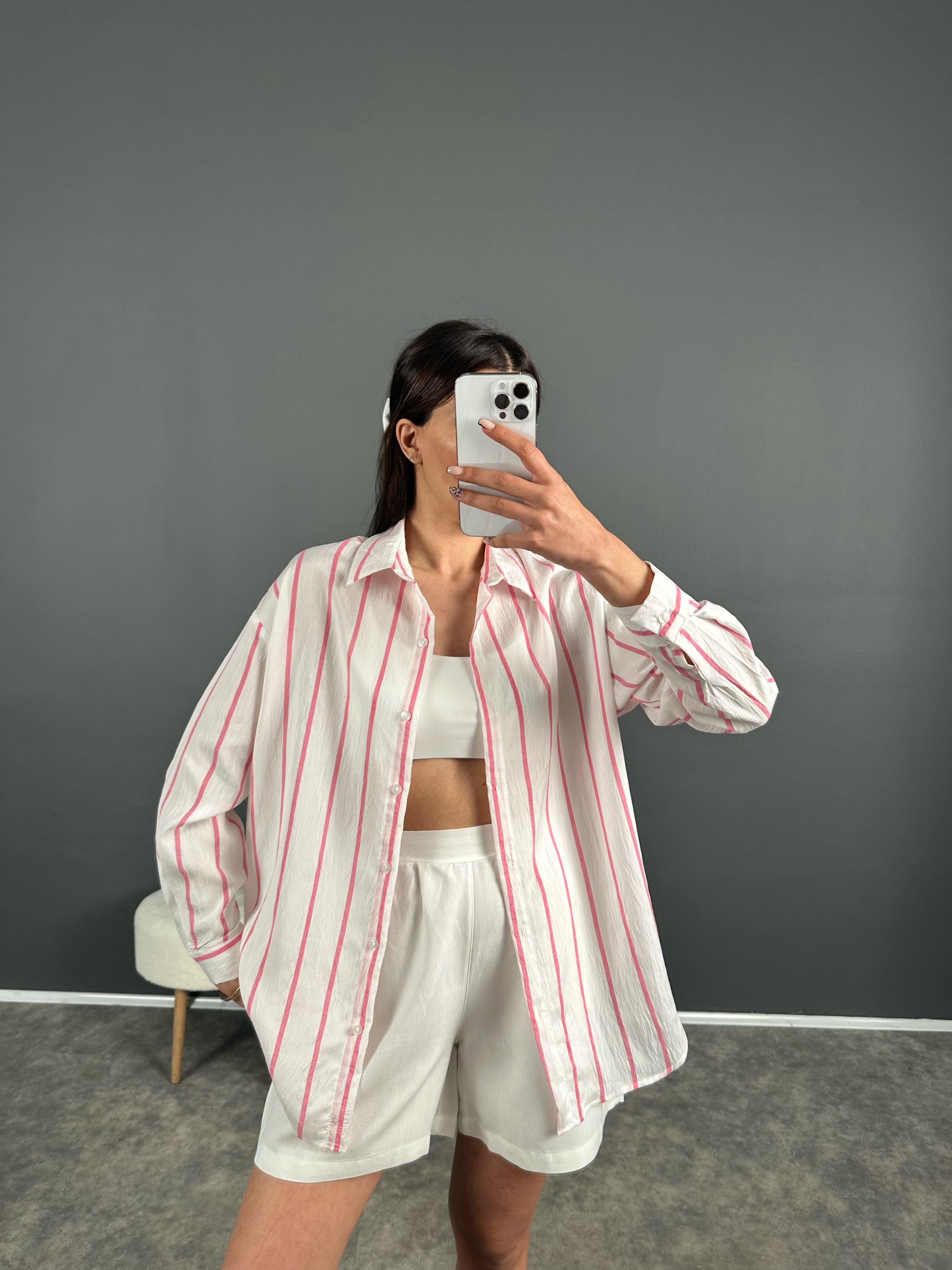 Fidelya Pembe Çizgili Gömlek