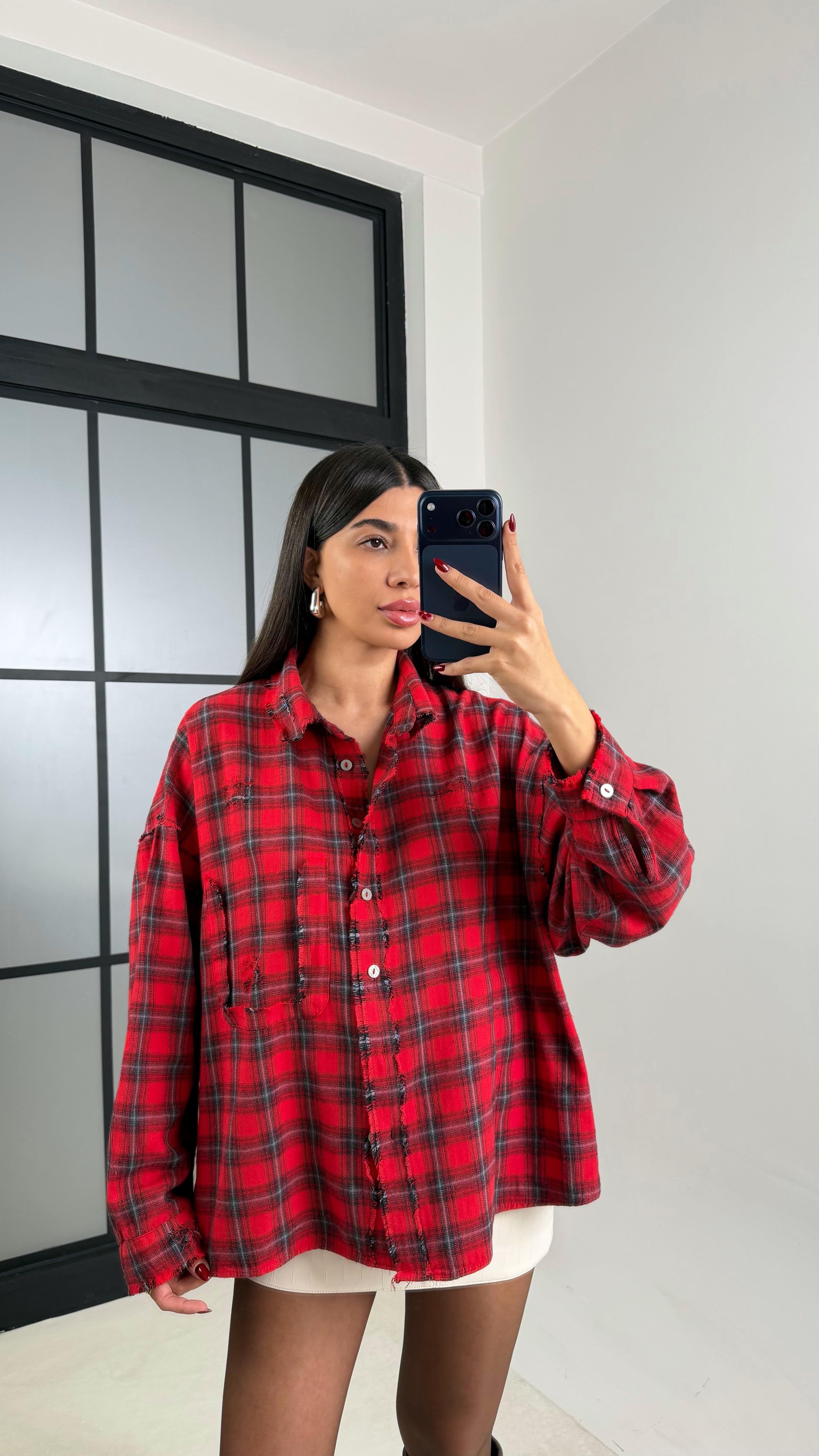 Kırmızı Ekoseli Oduncu Gömlek GAUS-00617GAUS القمصان GAUS-00617