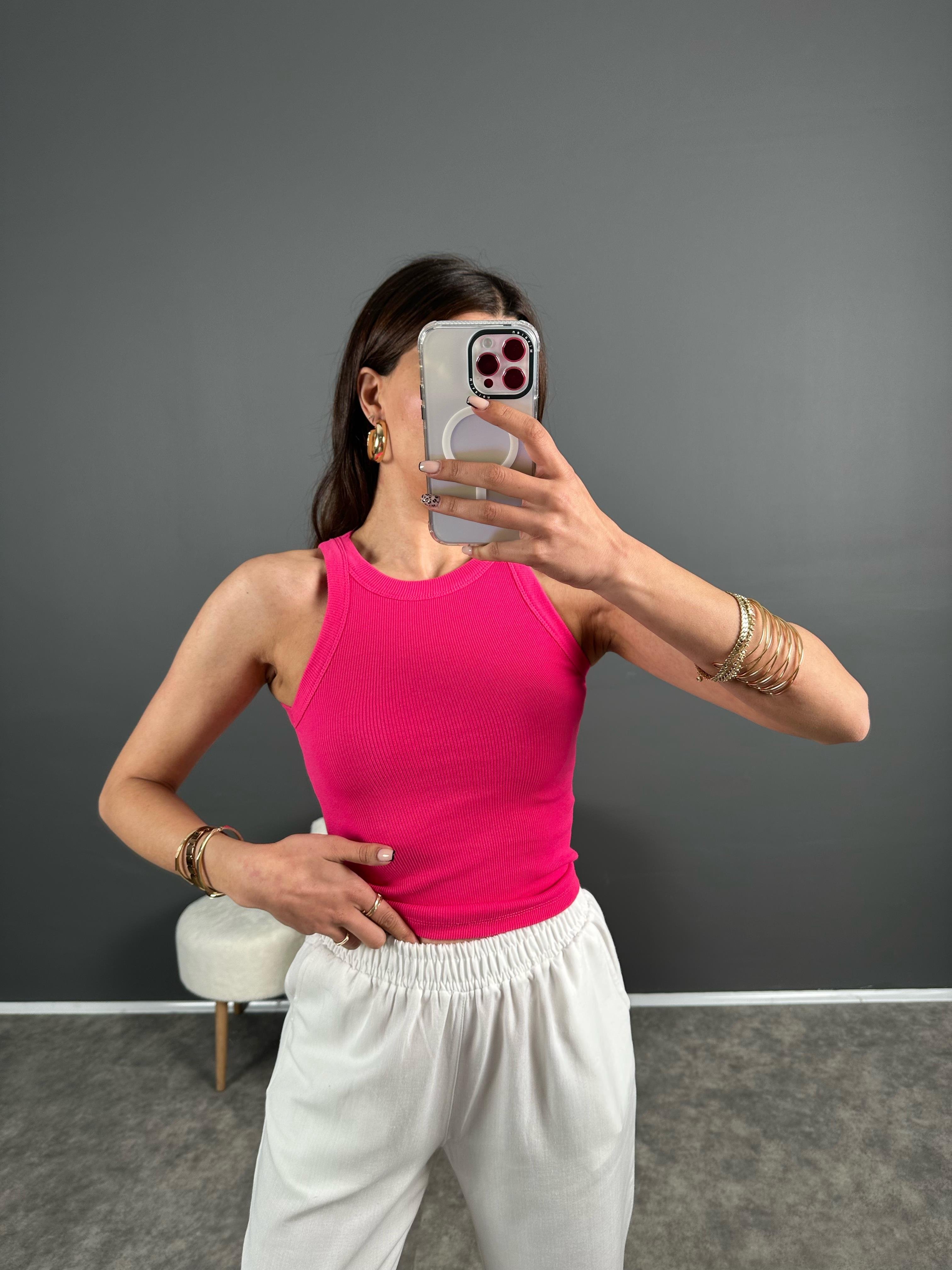 Fuşya Halter Yaka Atlet