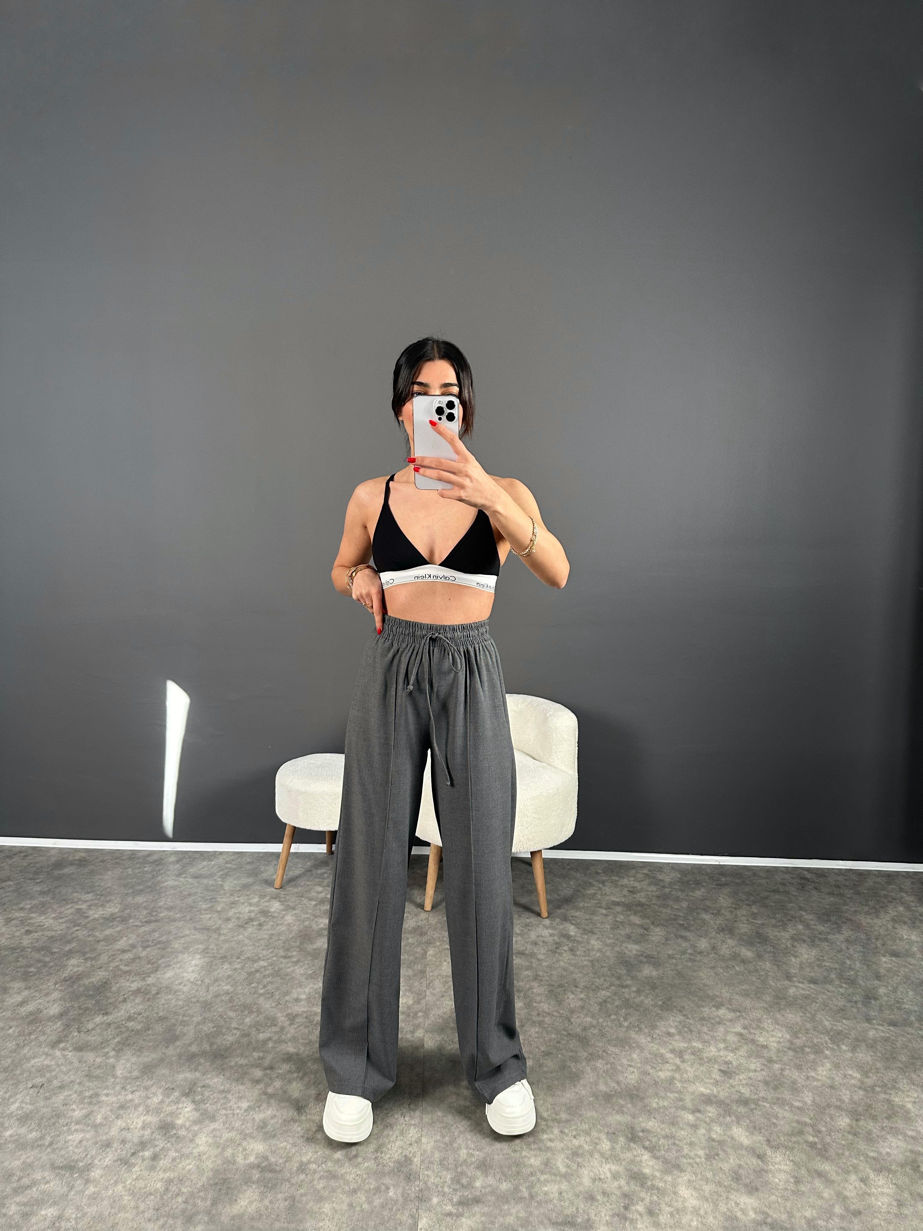 Olya Gri Beli Lastikli PantolonGausPANTOLONGU004428