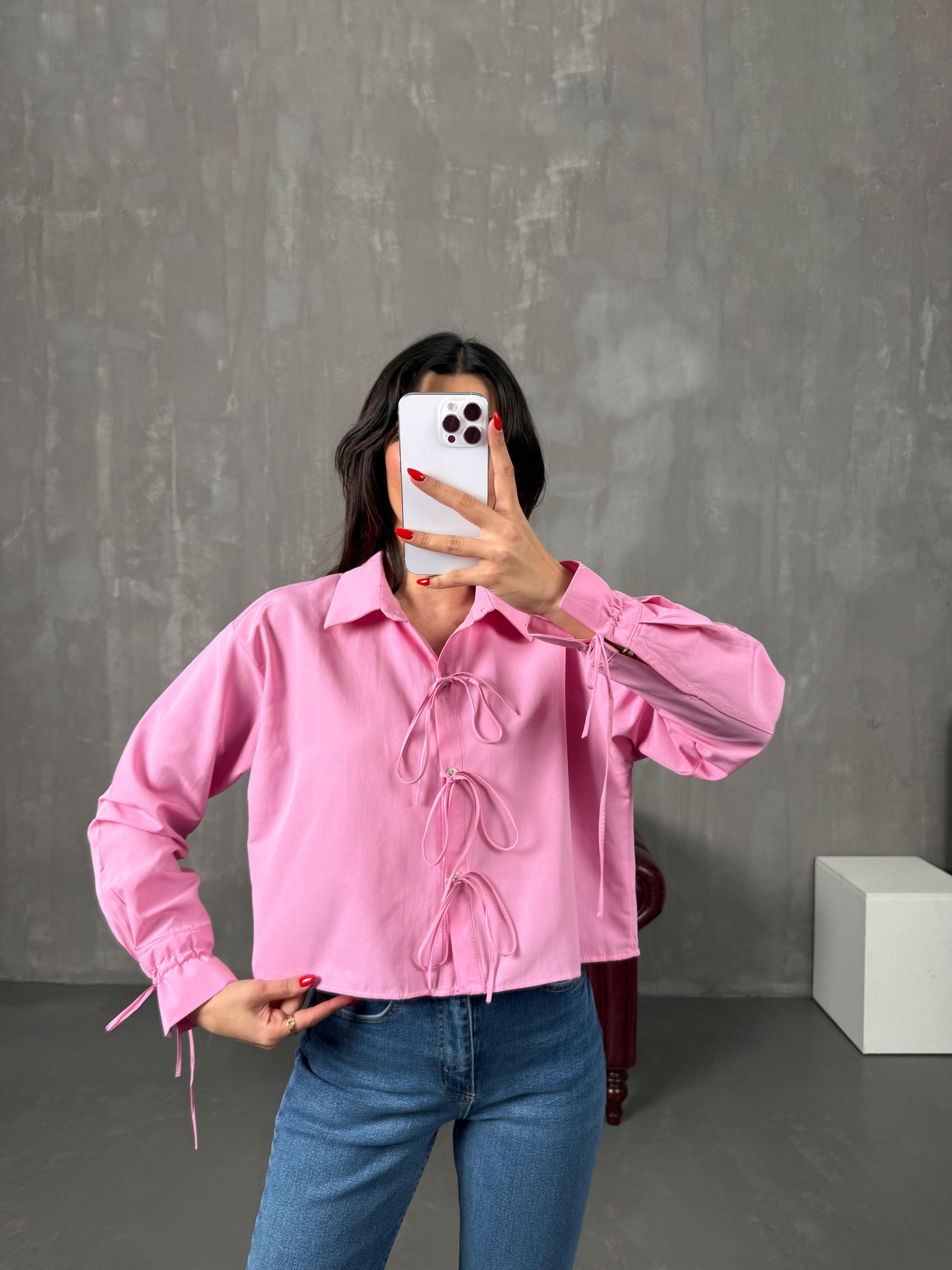 Levit Pembe İp Bağlamalı GömlekGausGÖMLEKGU100592