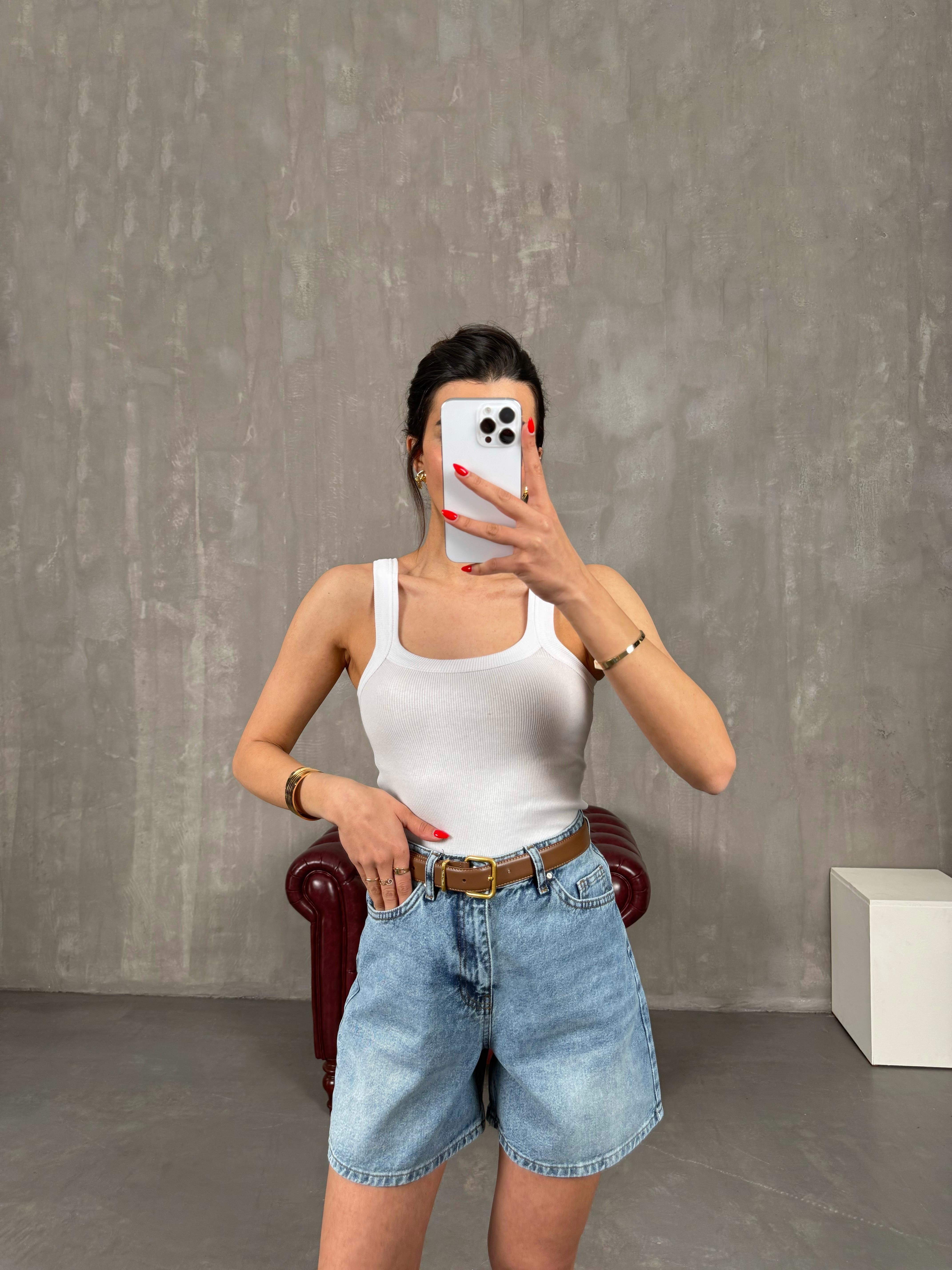 Beyaz Askılı Crop Gaus00220GausCROPGU1001505