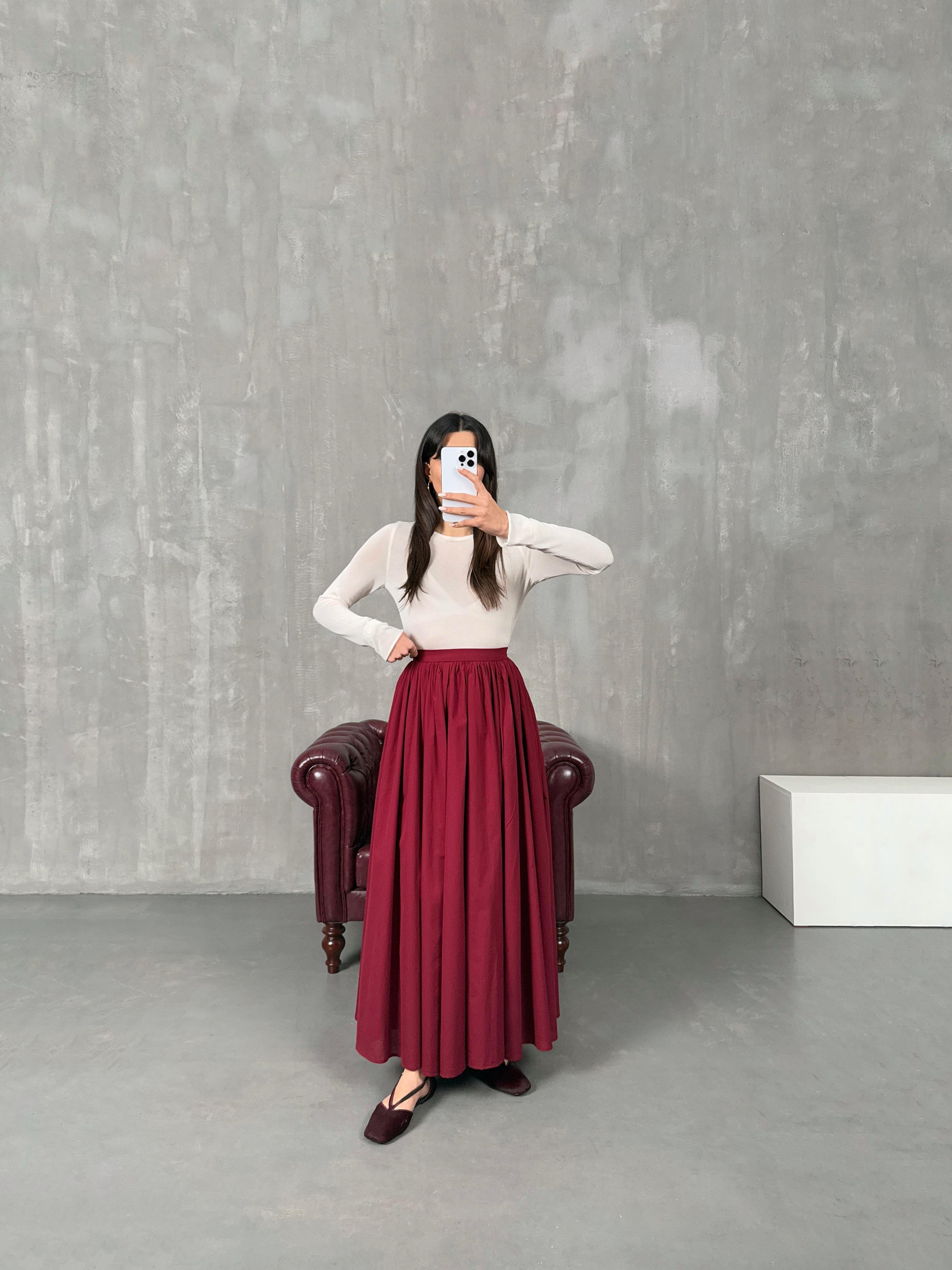 Jolena Bordo Astarlı Vual Kumaş Etek