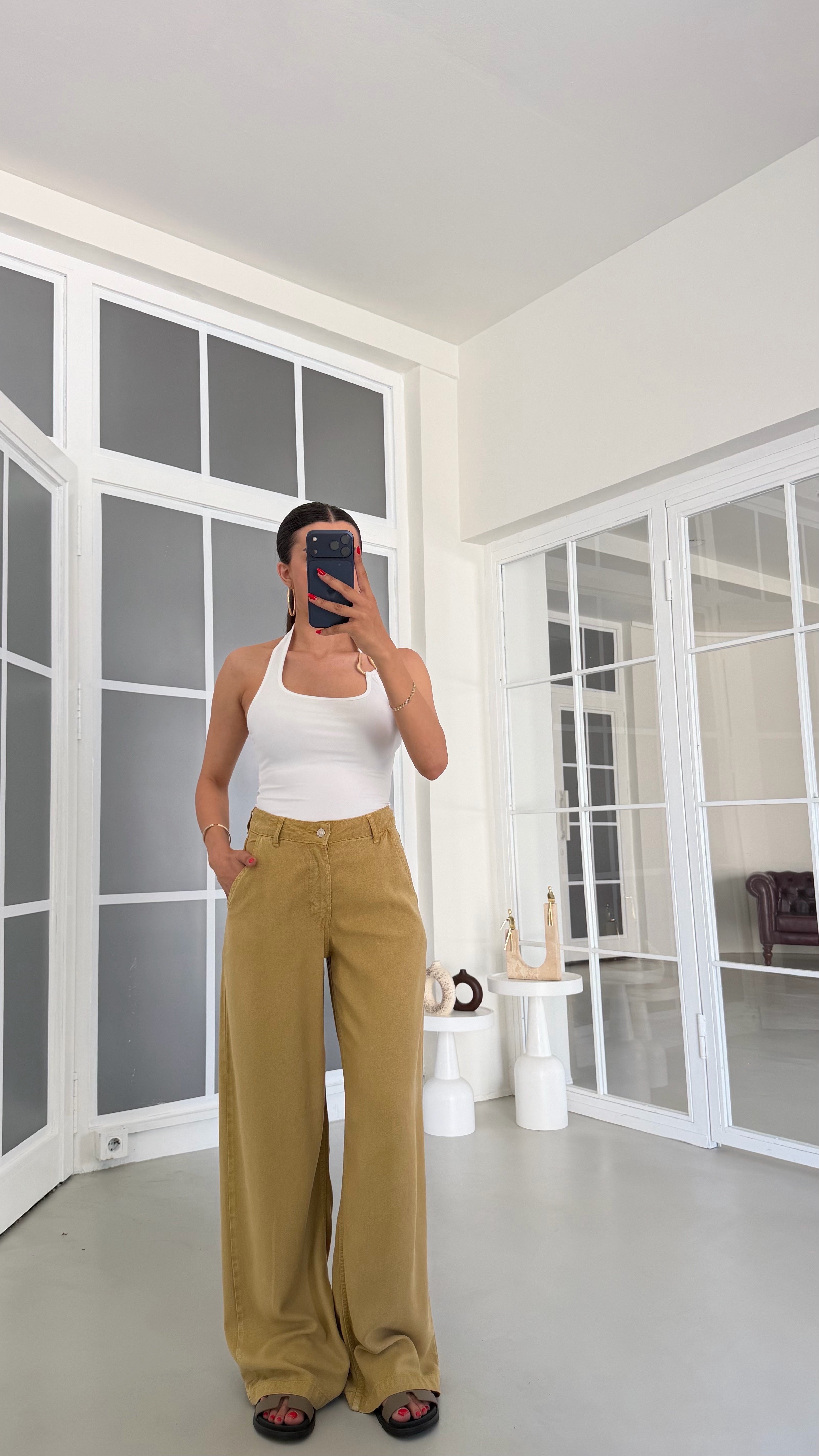 Yağ Yeşili Yıkamalı Tencel Denim Pantolon GAUS-01786GAUSDENİM PANTOLONGAUS-01786