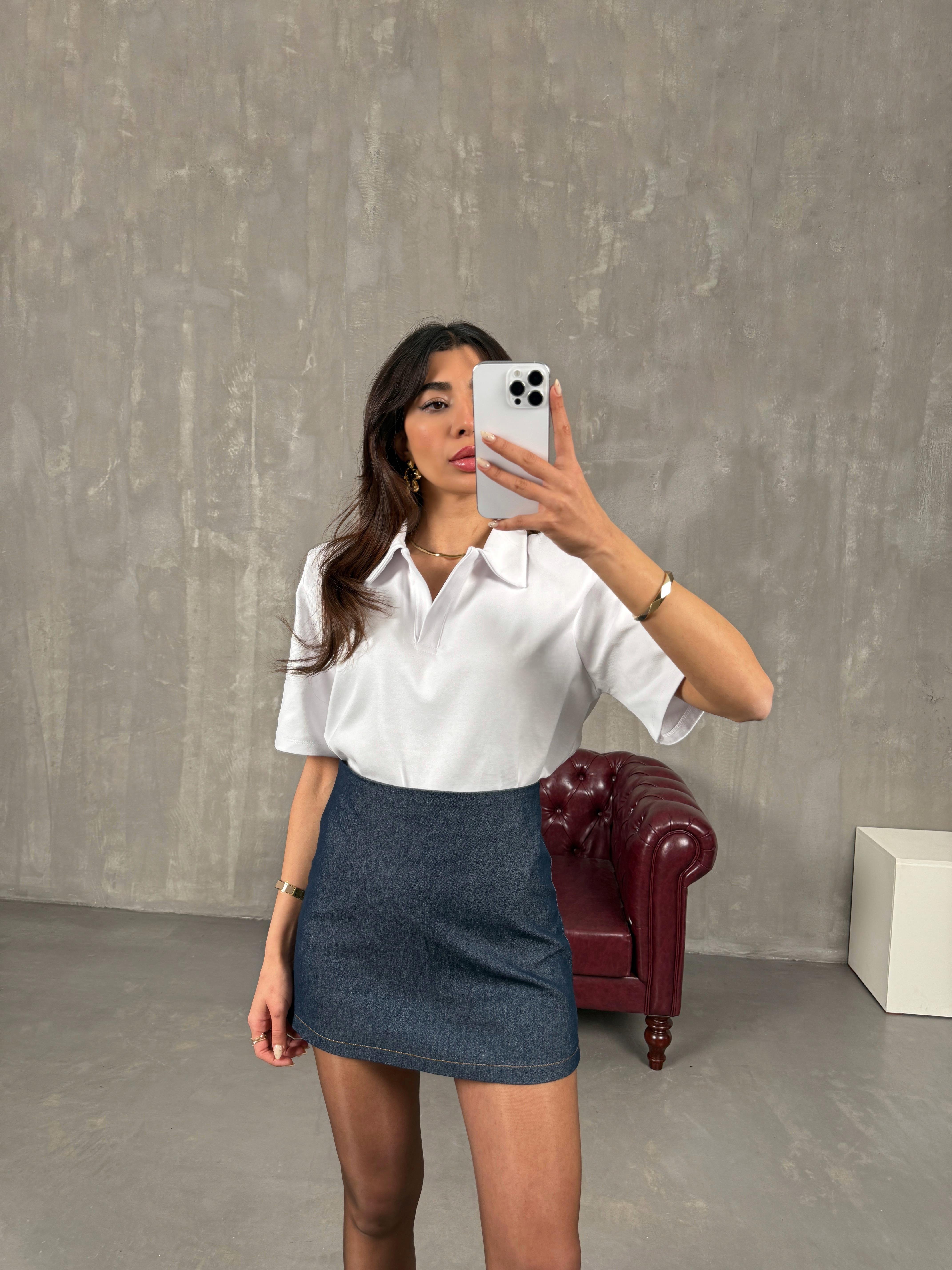 نادين تنورة دينيم أزرق