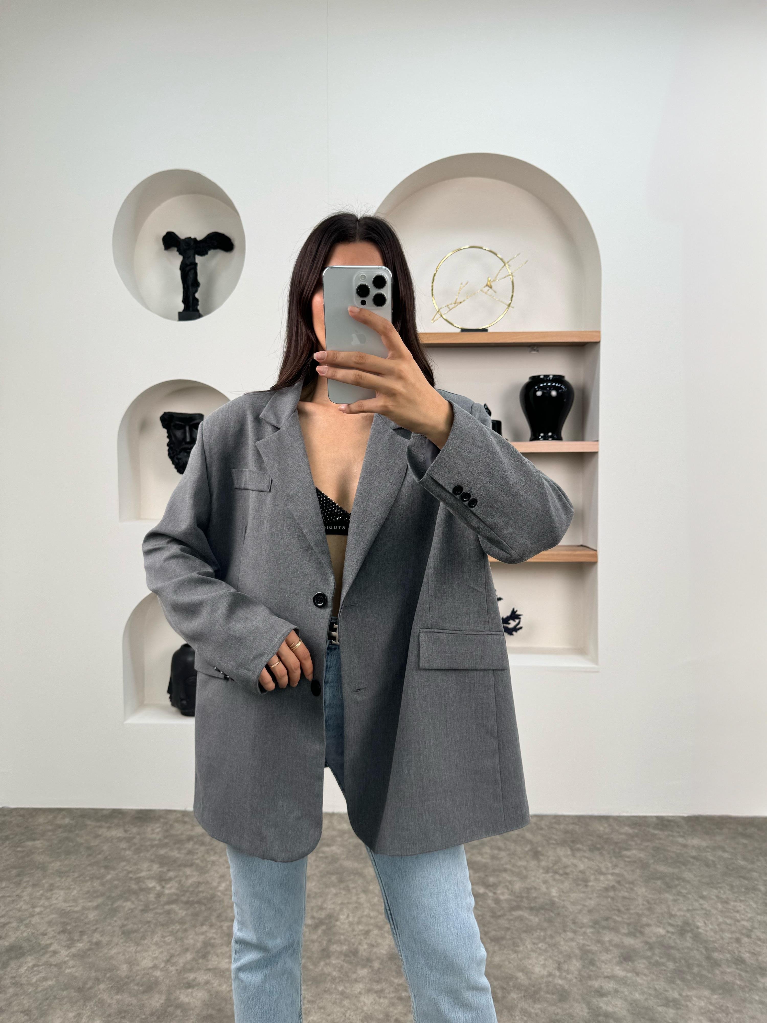 Pecho Antrasit Astarlı Blazer Ceket