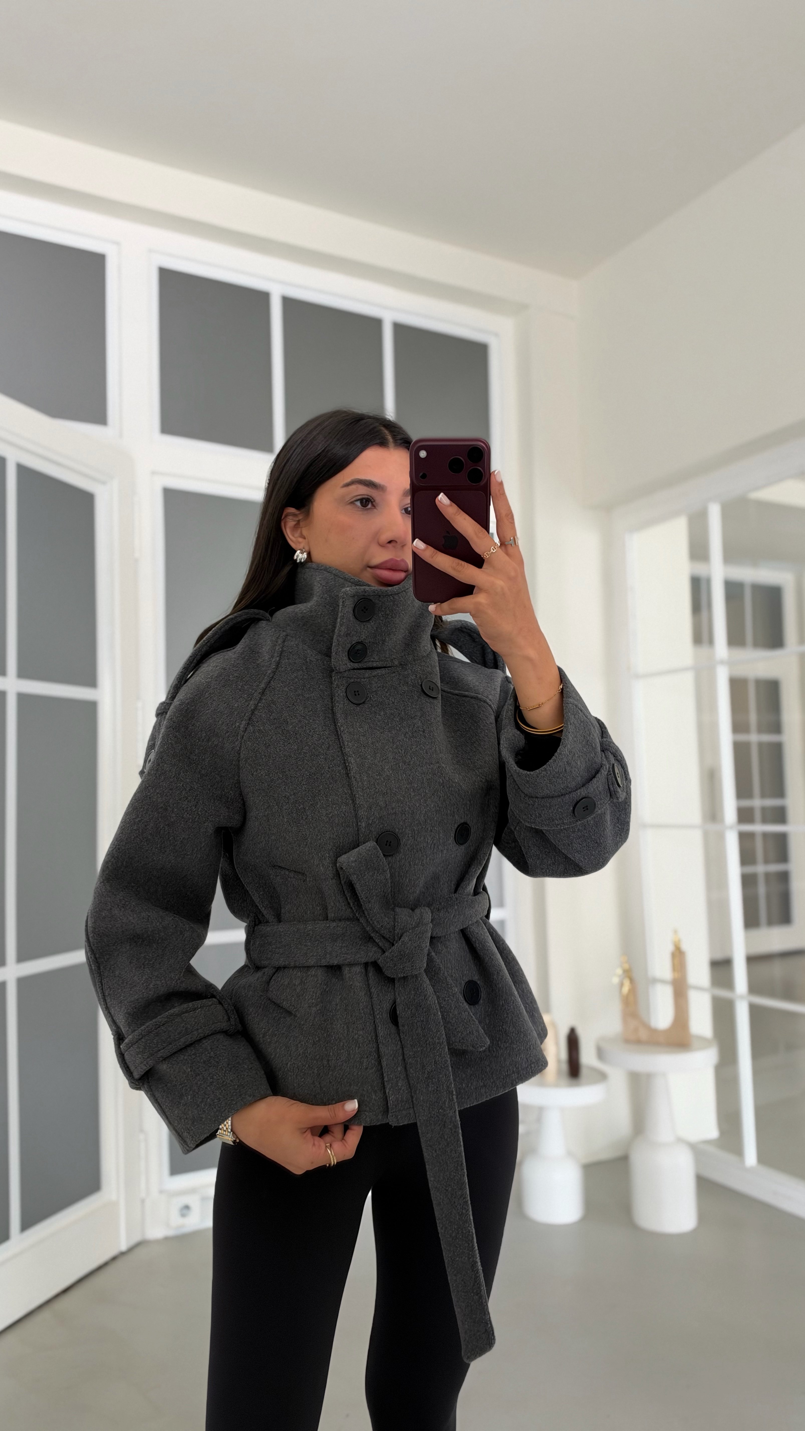 Antrasit Dik Yaka MD Muadil Astarlı Kaban GAUS-02366GAUSKABANGAUS-02366