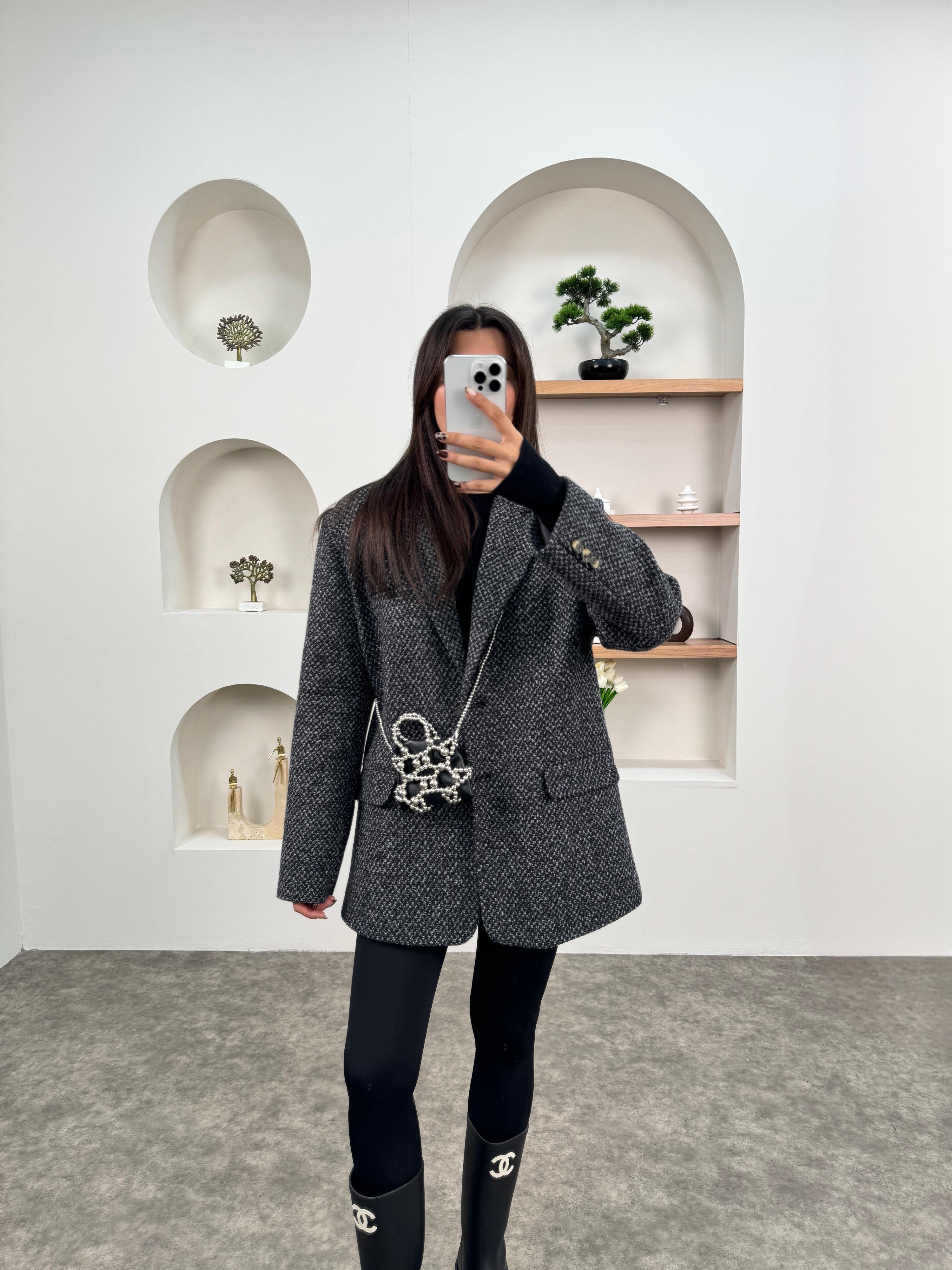 Dany Antrasit Astarlı Kaşe Blazer Ceket