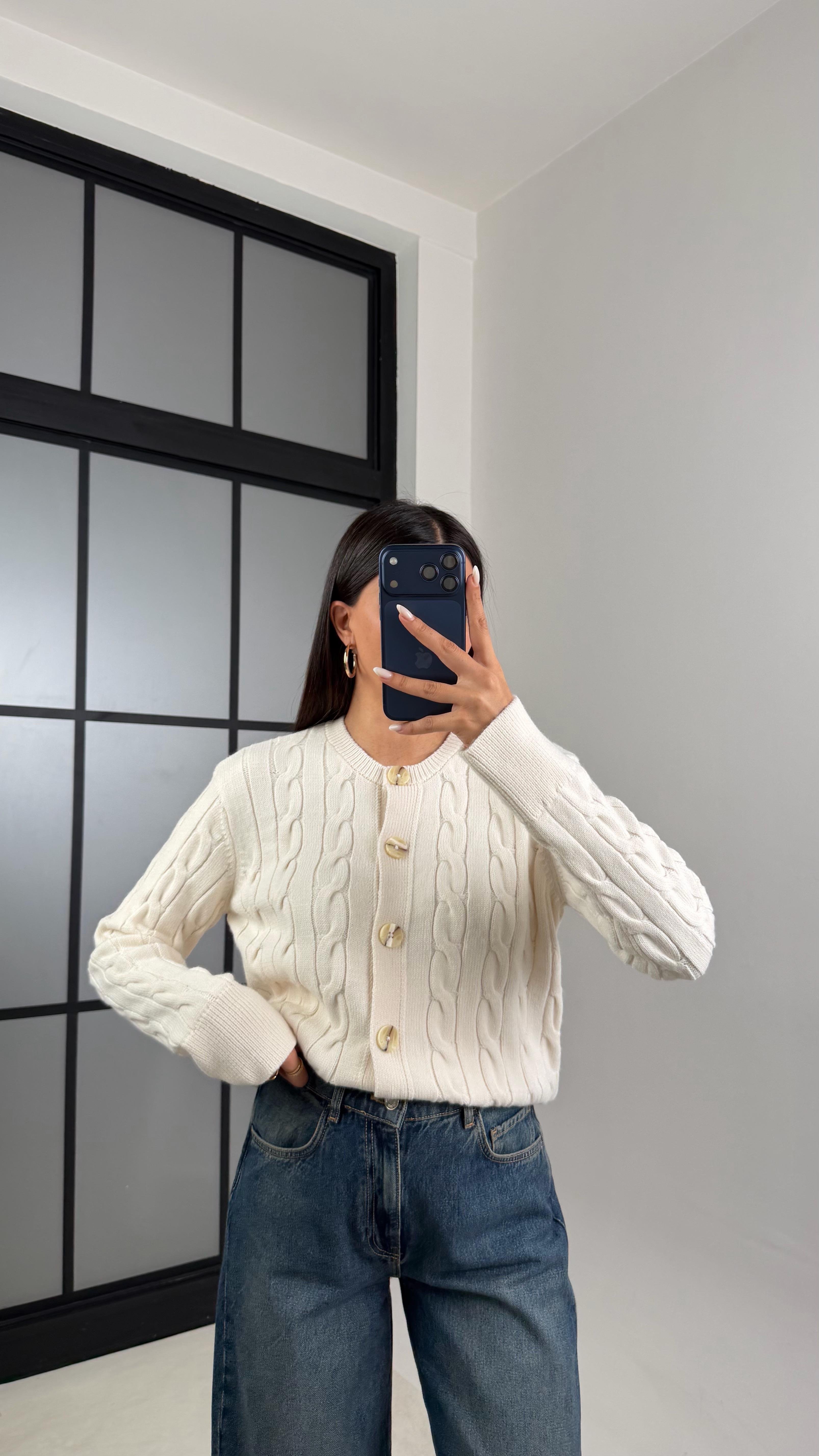 Krem Örgülü Triko Hırka GAUS-00579GAUS الكارديغان  GAUS-00579