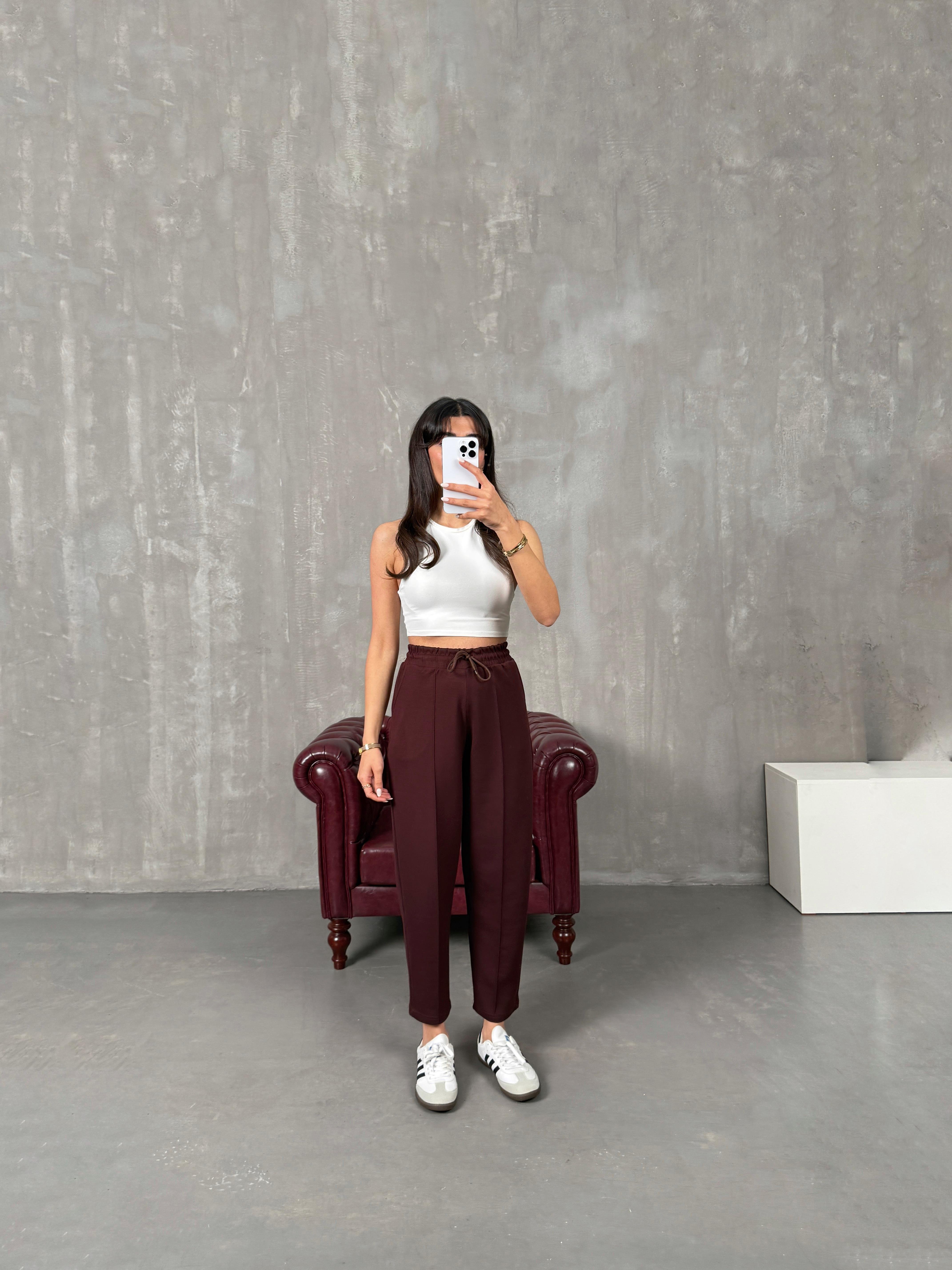 Sofya Kahve Oysh Muadil Modal Kumaş Balon Pantolon