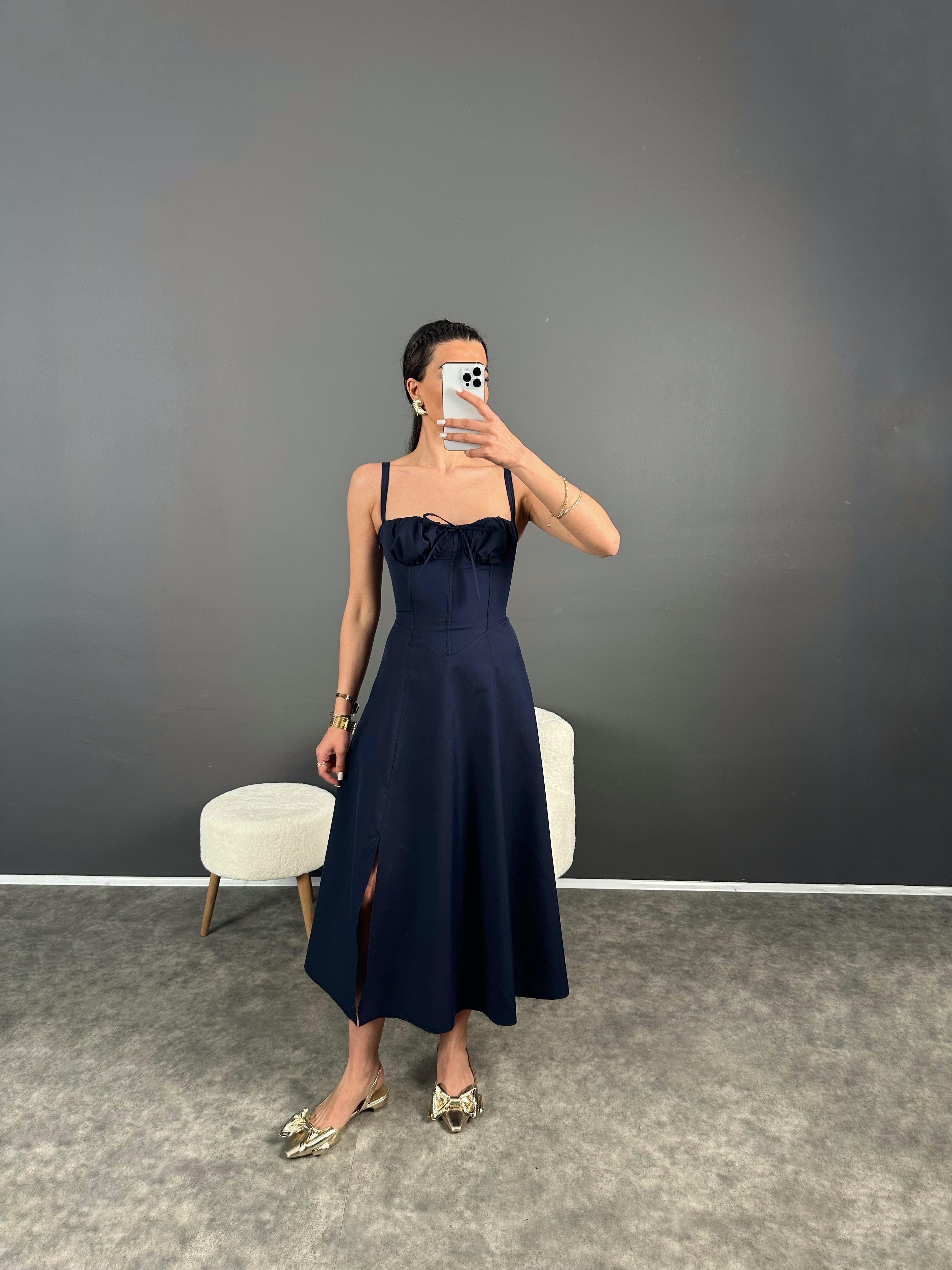 Lacivert Pinterest Viral Elbise GausELBİSEGU007275