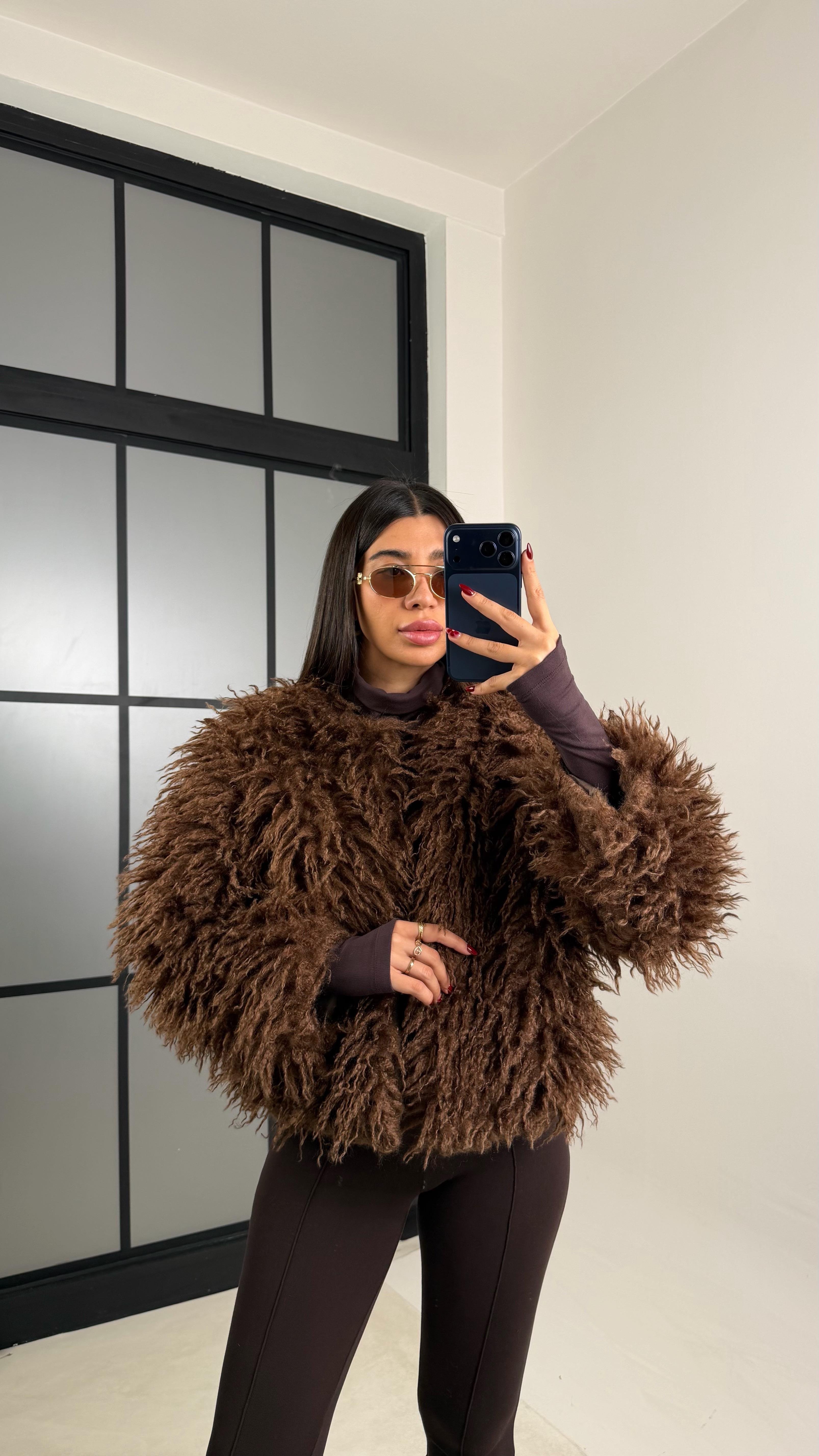 Kahve Saçaklı Astarlı Kürk GAUS-00750GAUSCEKETGAUS-00750