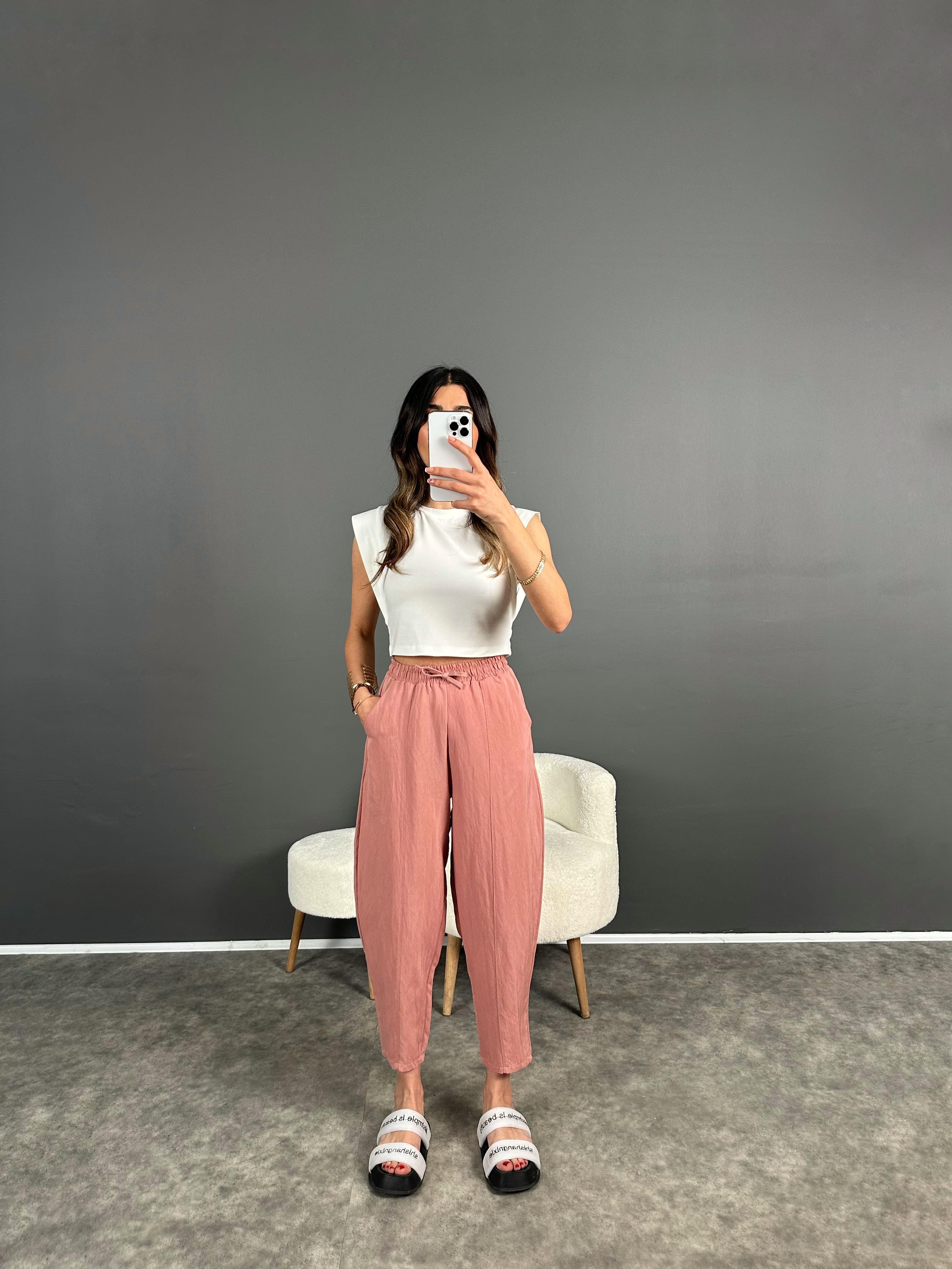 Mina Pudra Tensel Kumaş Şalvar PantolonGausPANTOLONGU004727