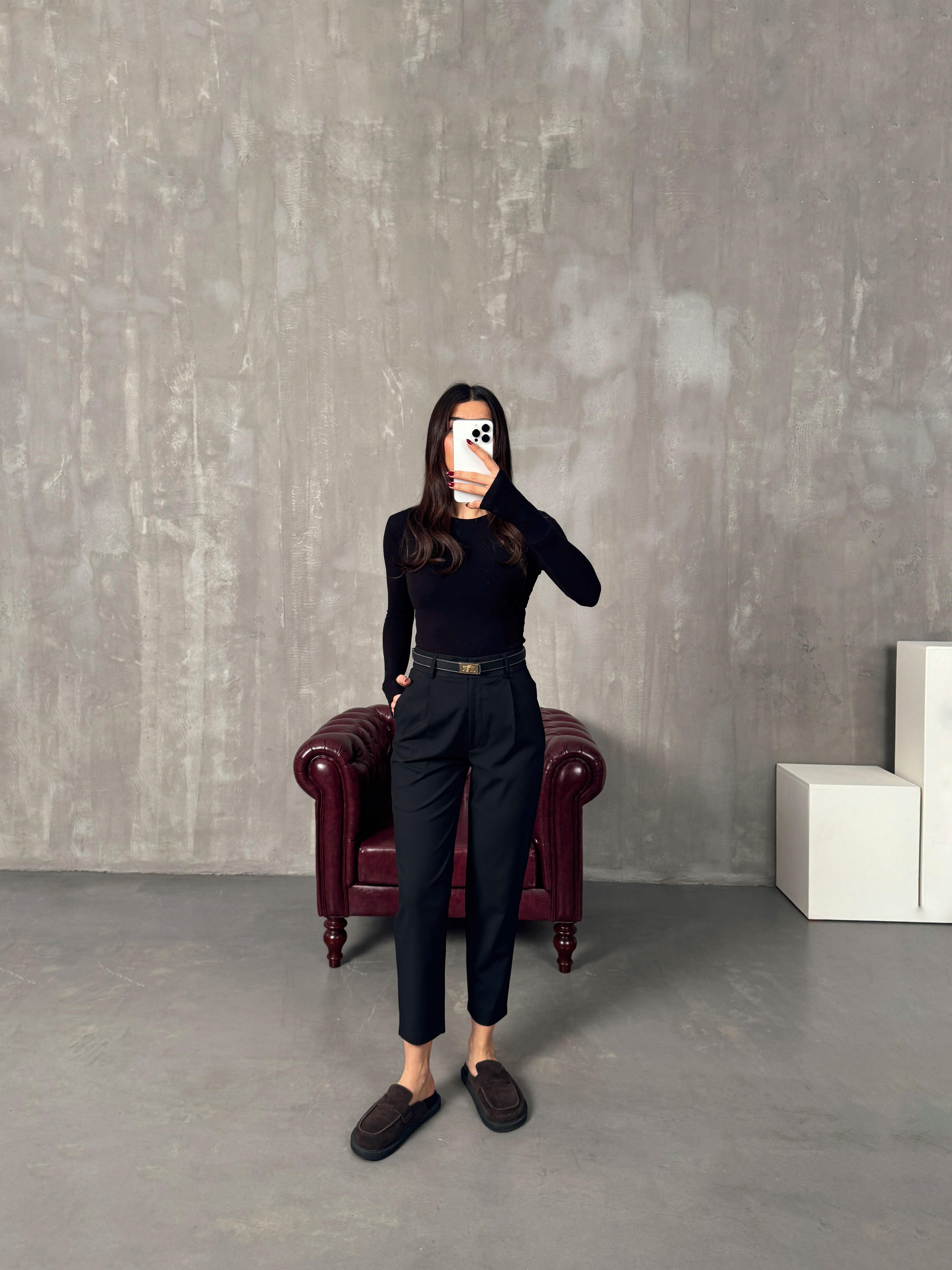 Nora Siyah Kumaş PantolonGausPANTOLONGU00903976