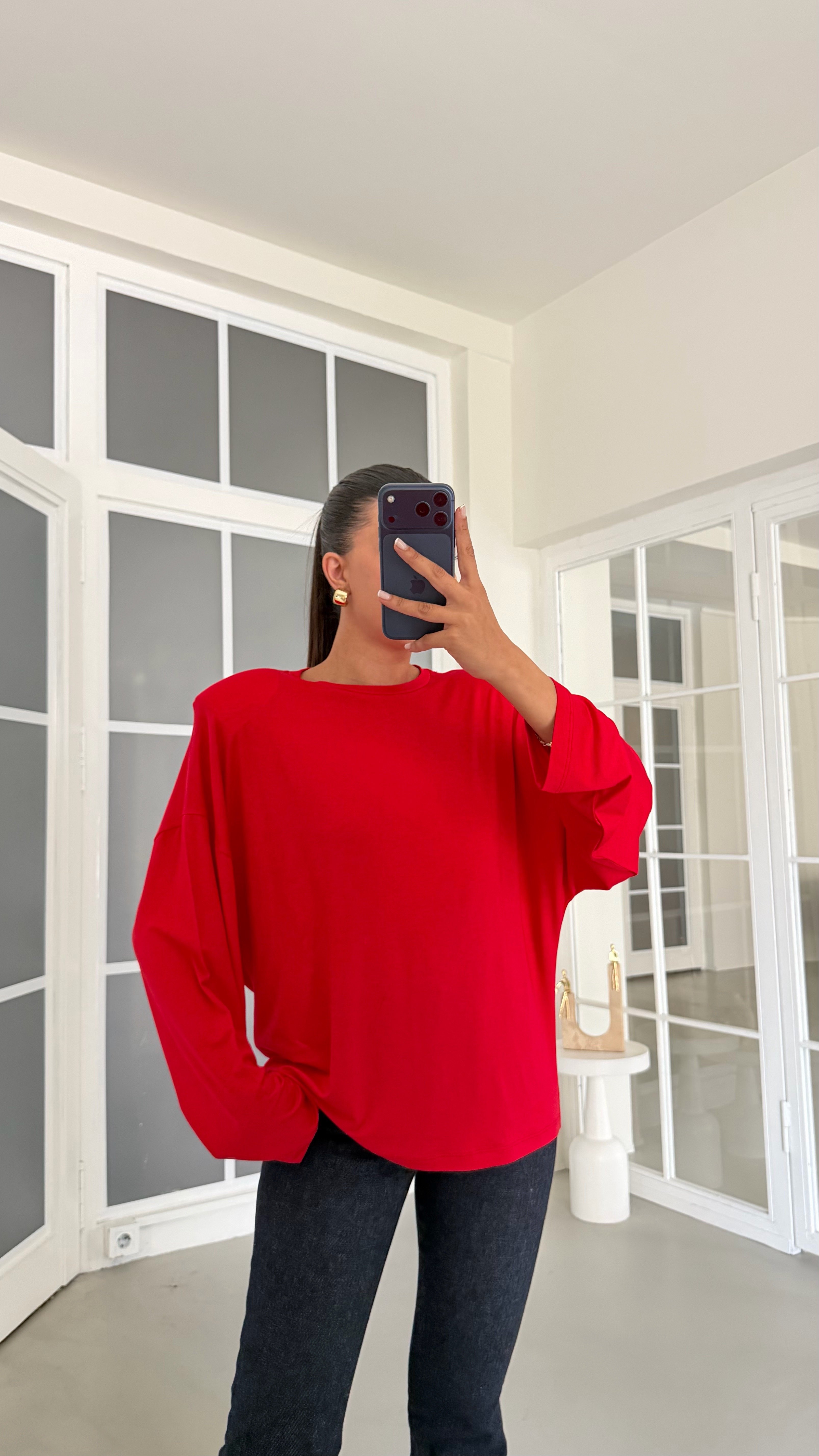 Kırmızı Vatkalı Basic Bluz GAUS-02149GAUSBlouseGAUS-02149