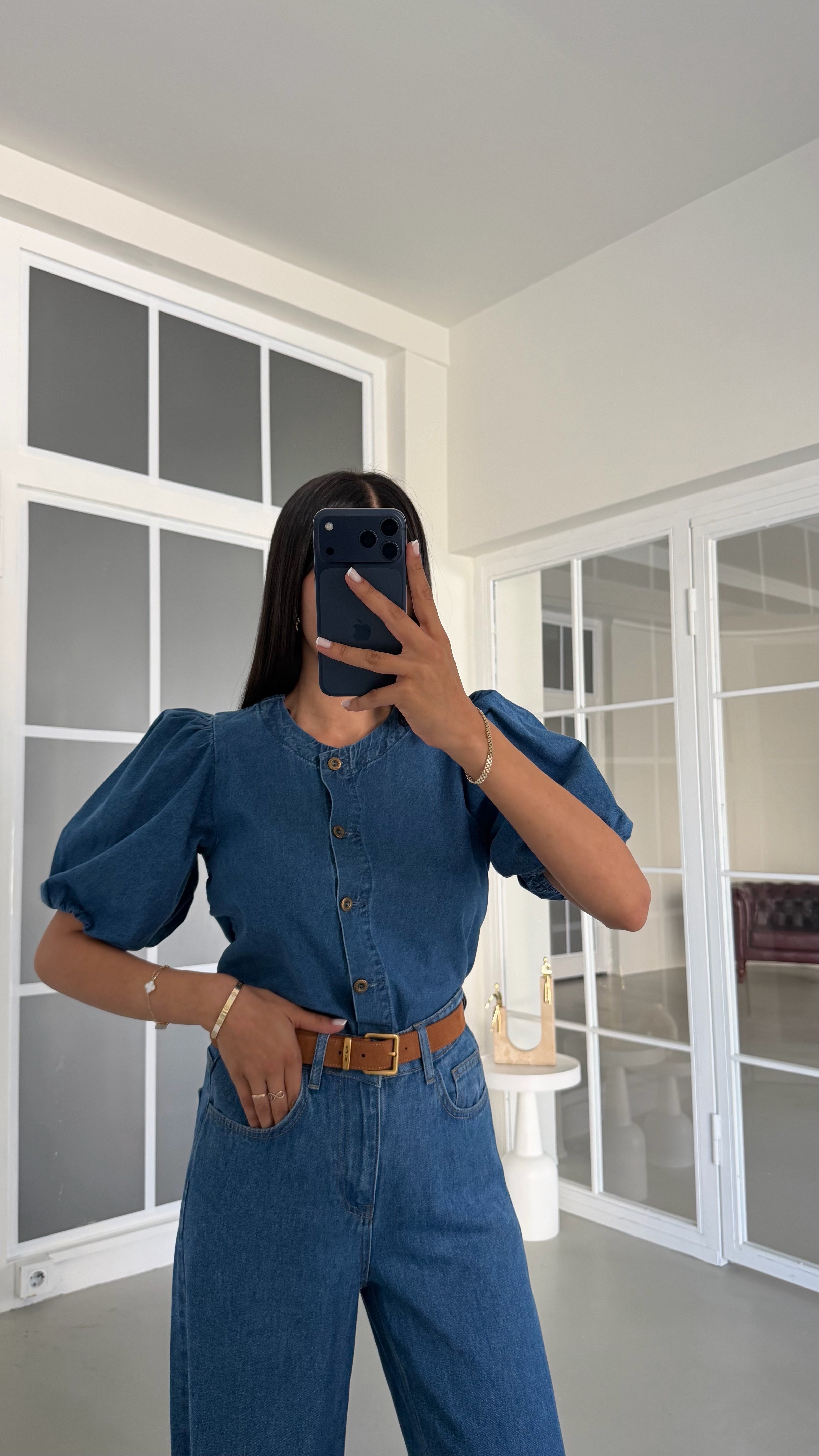 Lacivert Balon Kol Denim Ceket GAUS-02039GAUSJacketsGAUS-02039