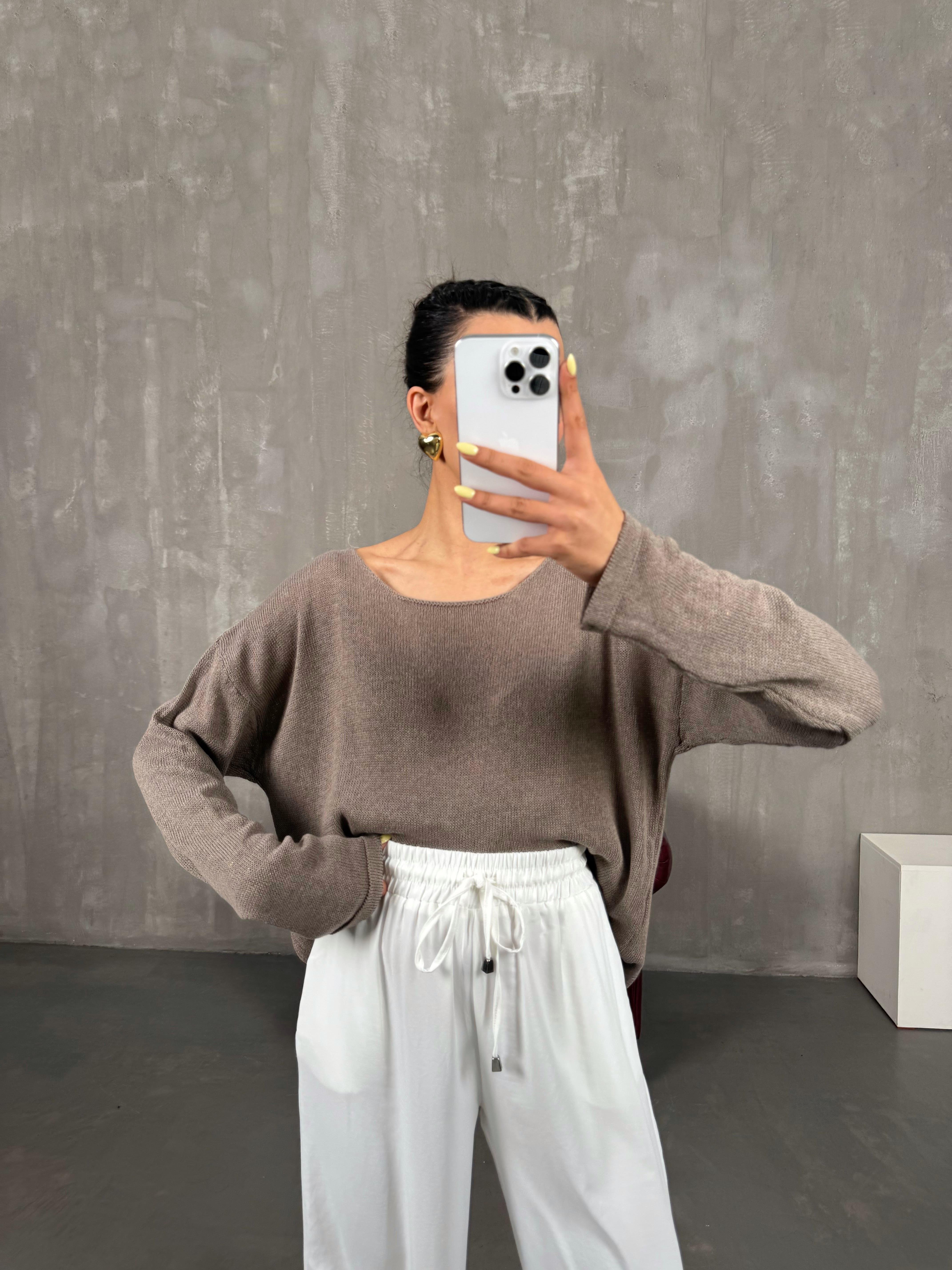 Kahve İnce Triko Kazak Gaus00116GausTRİKOGU1001259