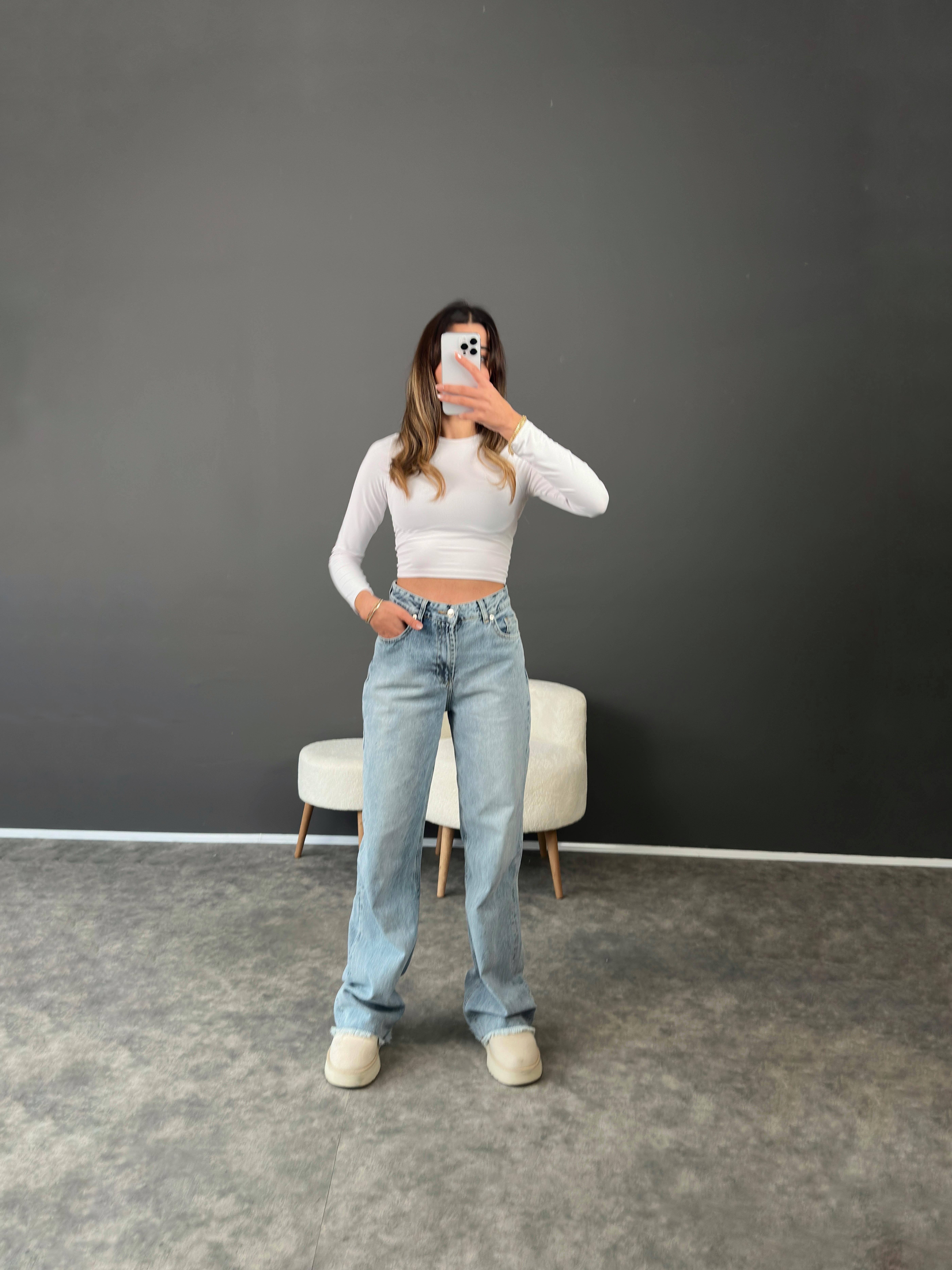 GR Kar Yıkama Wide Leg Jean GausDENİM PANTOLONGu002697