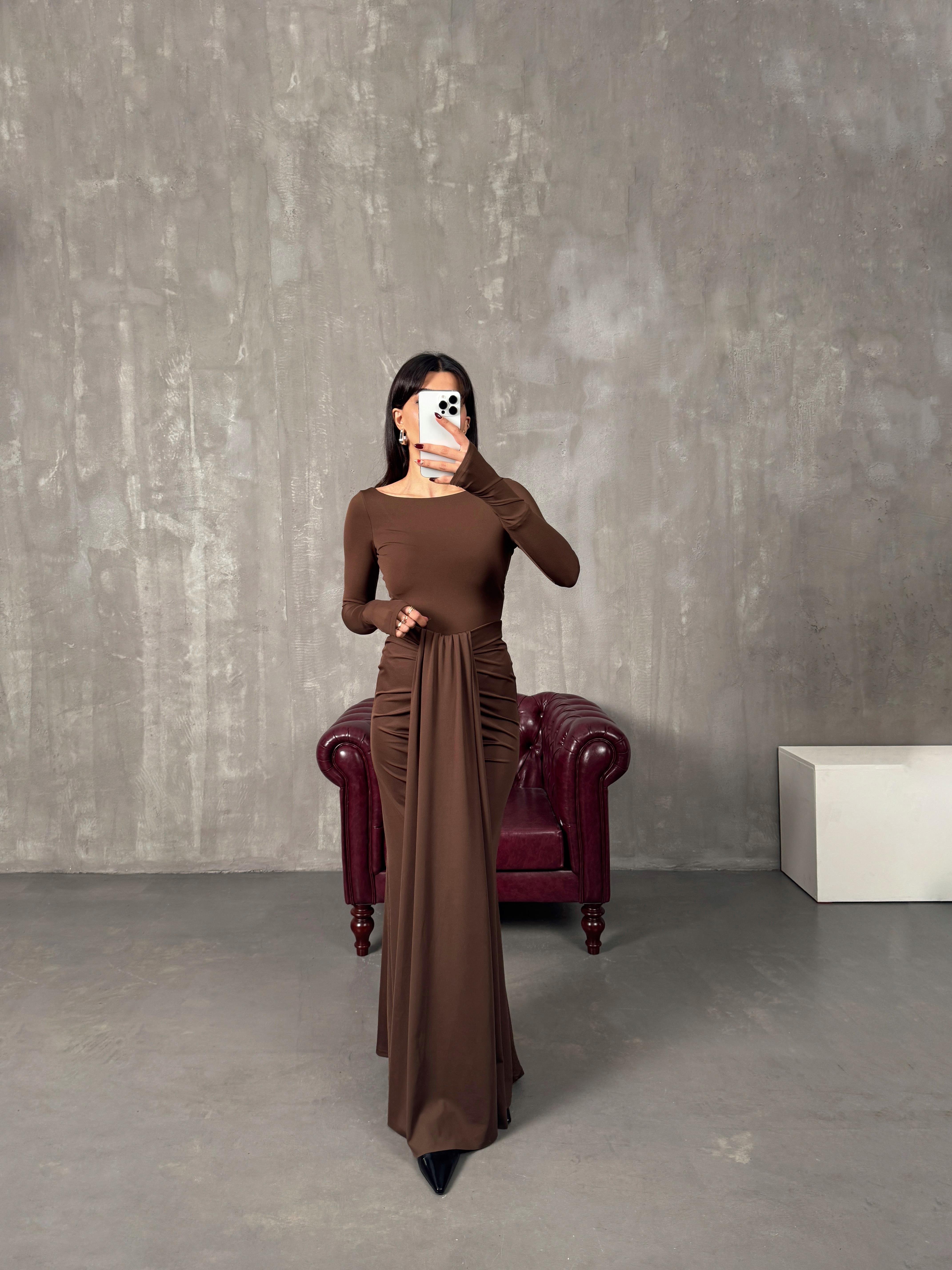 Bonita Kahve Bodysuit Etek Tasarım TakımGausTAKIMGU00904419