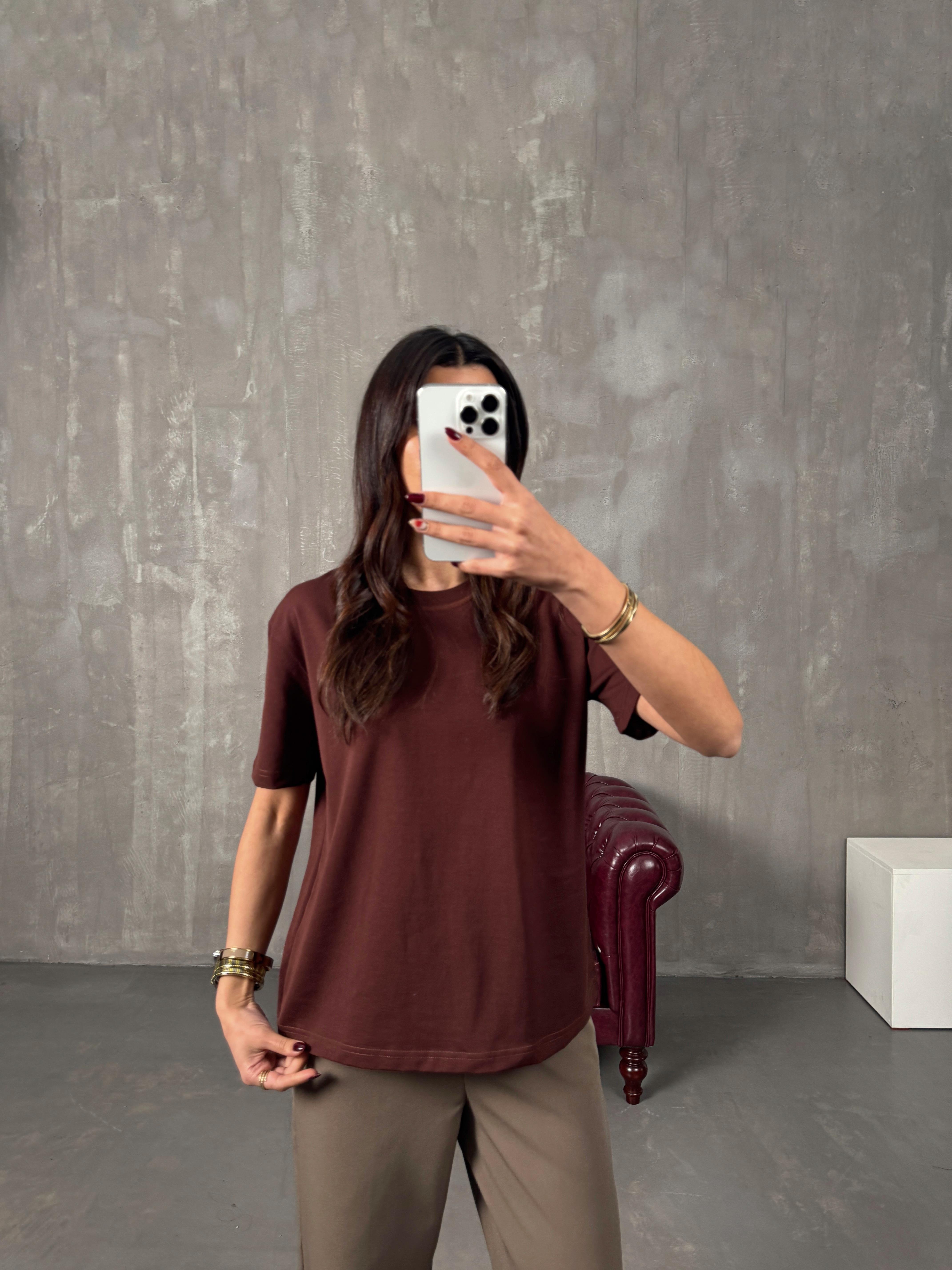 Tifi Kahve Bisiklet Yaka Basic TshirtGausTSHIRTGU00904379