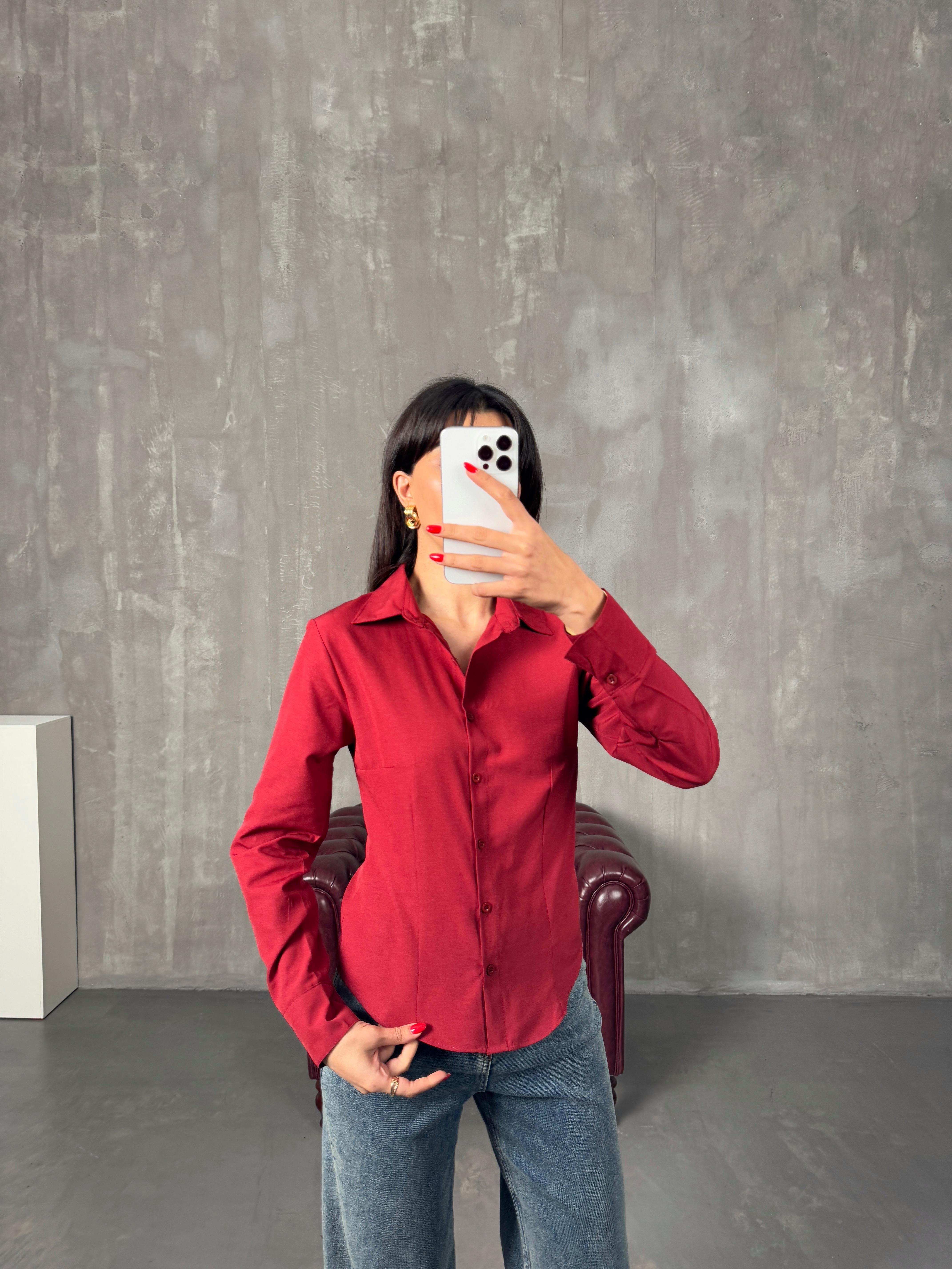 نيفال قميص سليم فيت لون بوردو