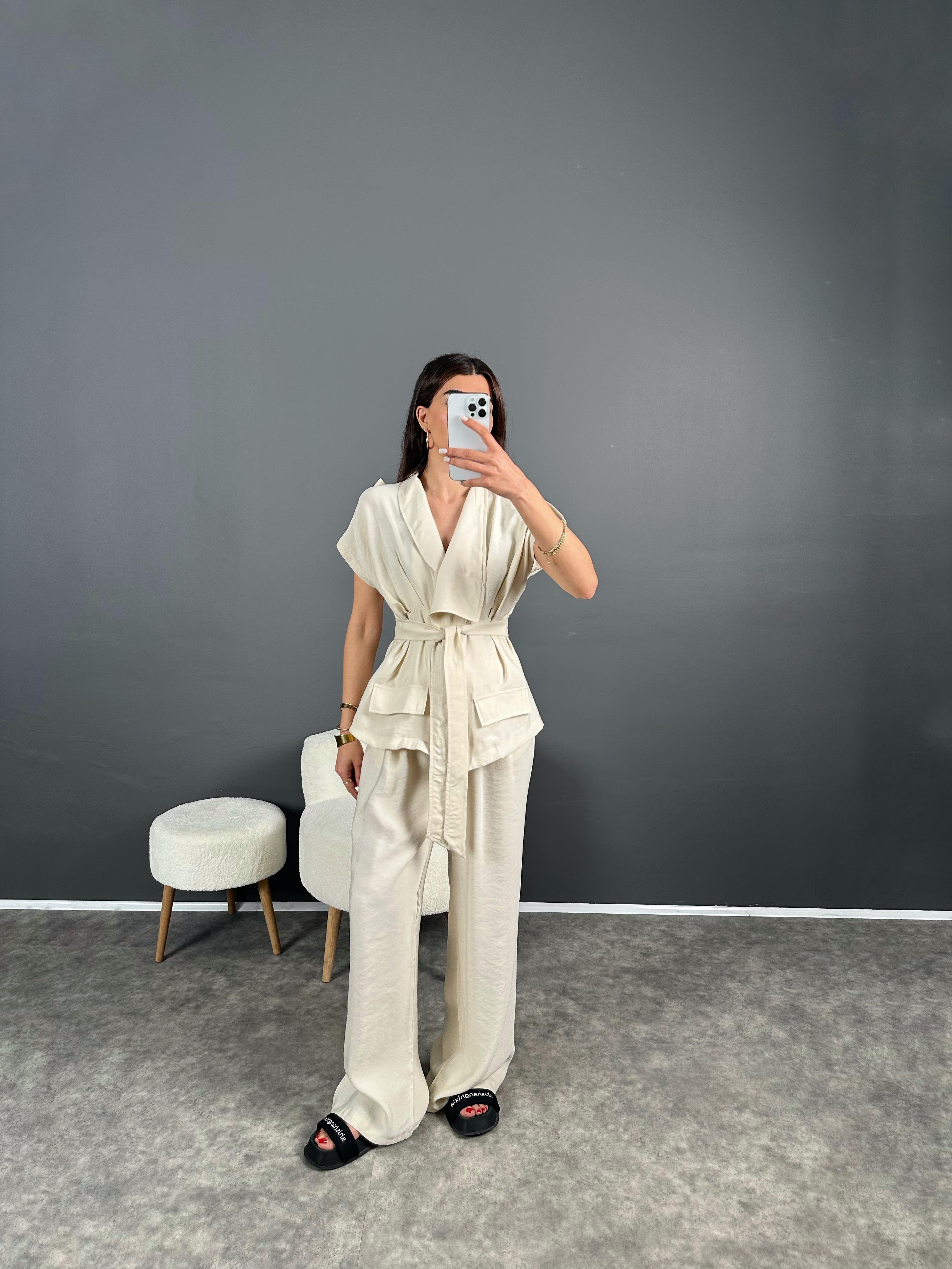 Leson Taş Premium Tensel Kumaş Yelekli İkili TakımGausTAKIMGU007237