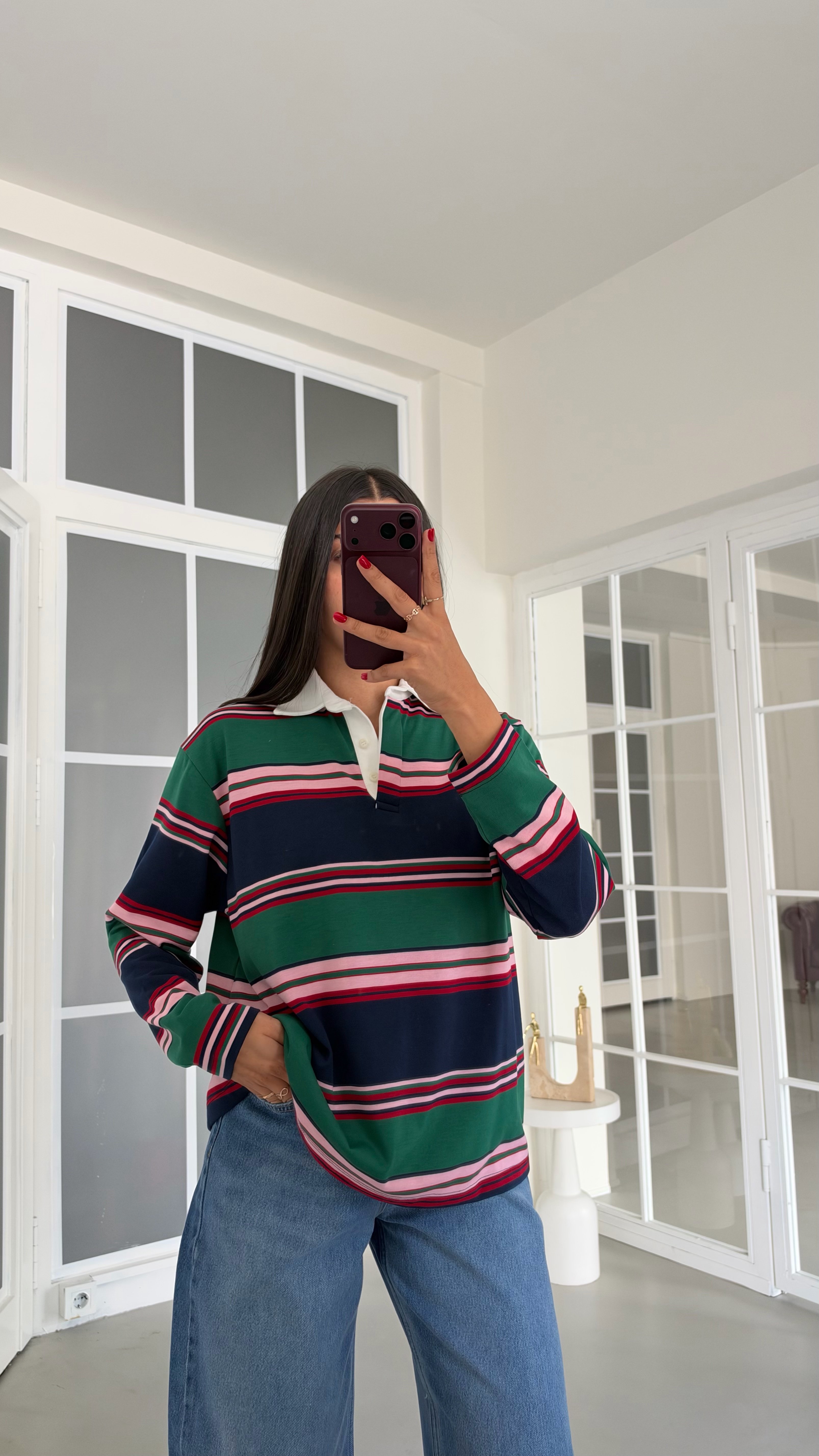 Çok Renkli Polo Yaka Şeritli Kazak GAUS-02222GAUSKAZAKGAUS-02222